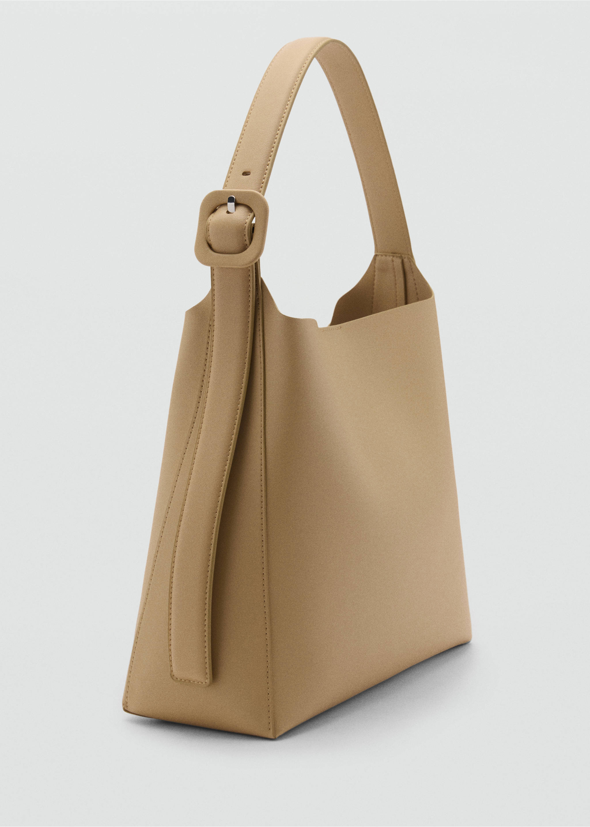 Faux-leather bucket handbag - Medium plane, Vanilla. Ref: 17071197-00.
