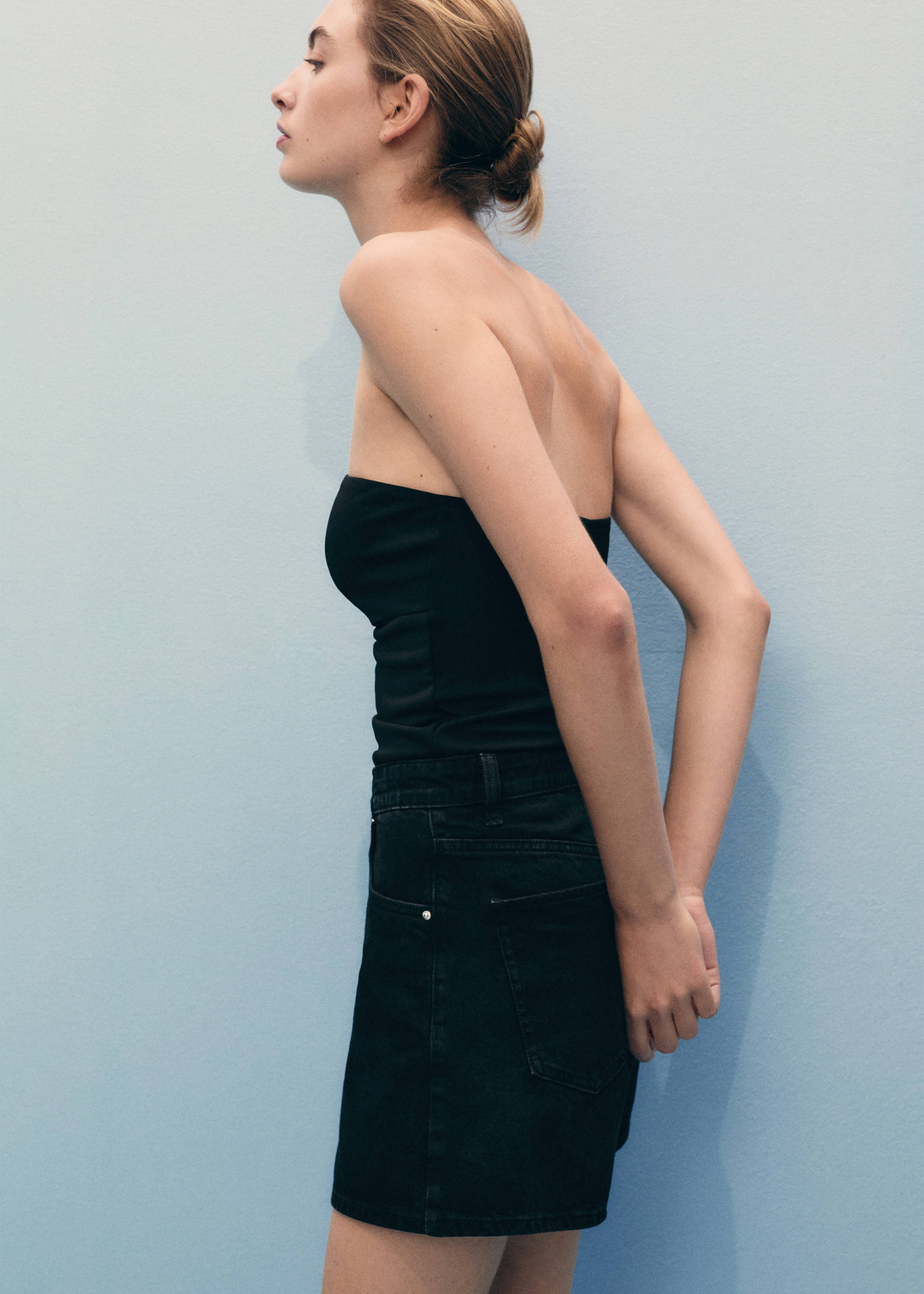 High-waisted straight-fit denim shorts - Details of the article 2