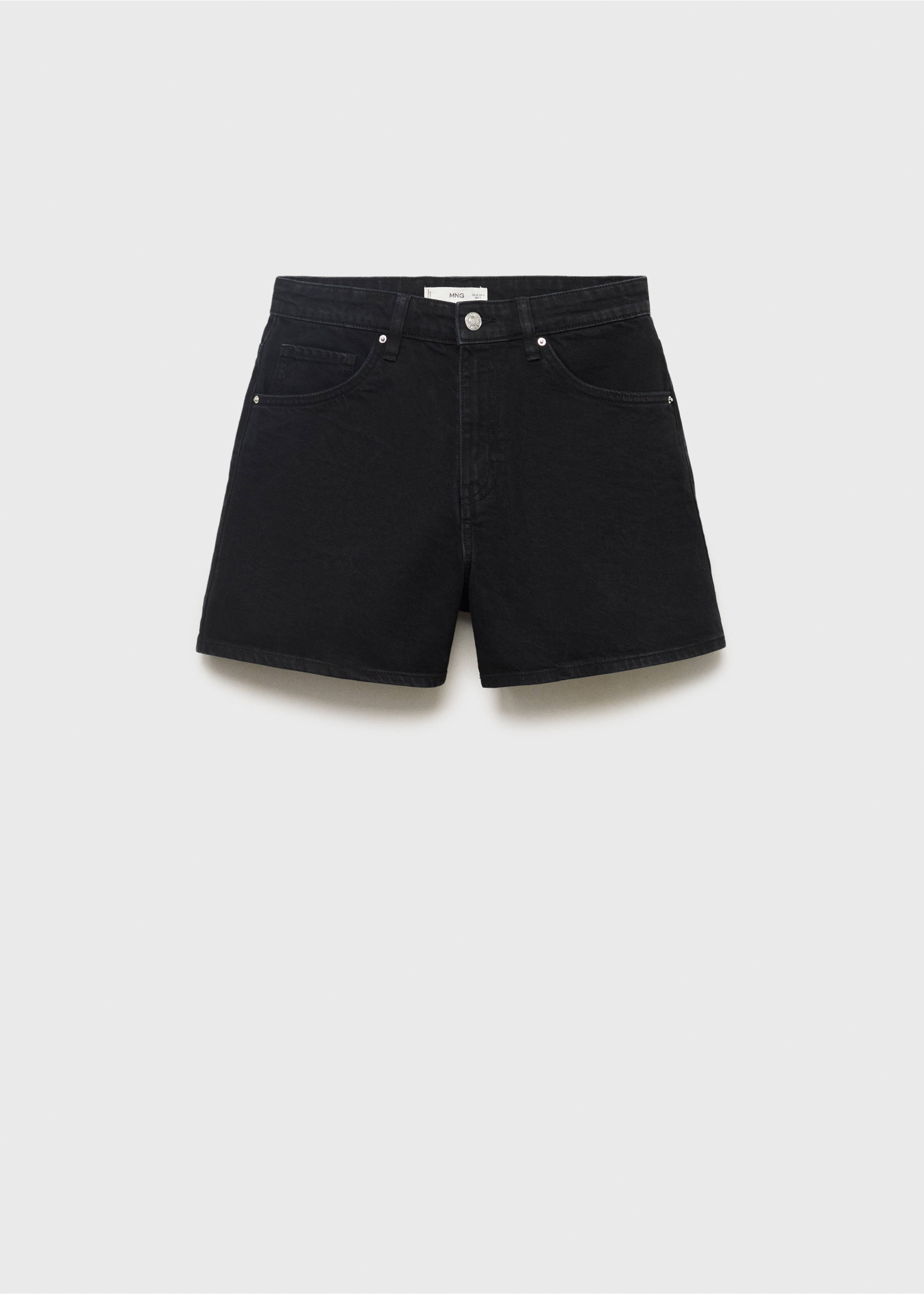 High-waisted straight-fit denim shorts - Article without model, Black denim. Ref: 17071199-00.