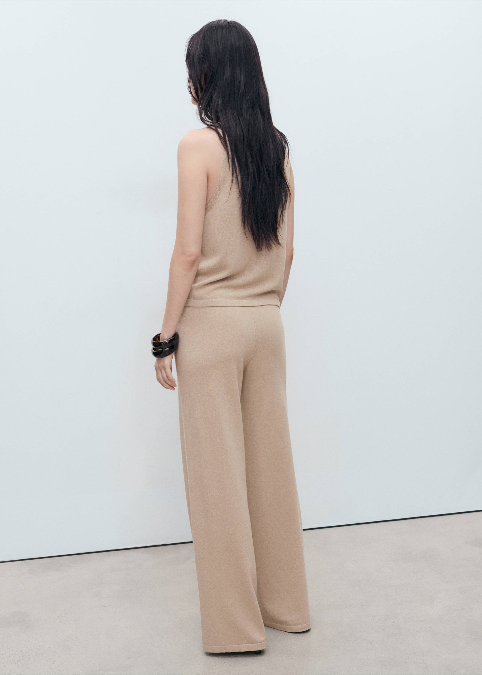 Rechte gebreide broek - Achterkant van het artikel, Licht/Pastelgrijs. Ref: 17071217-00.