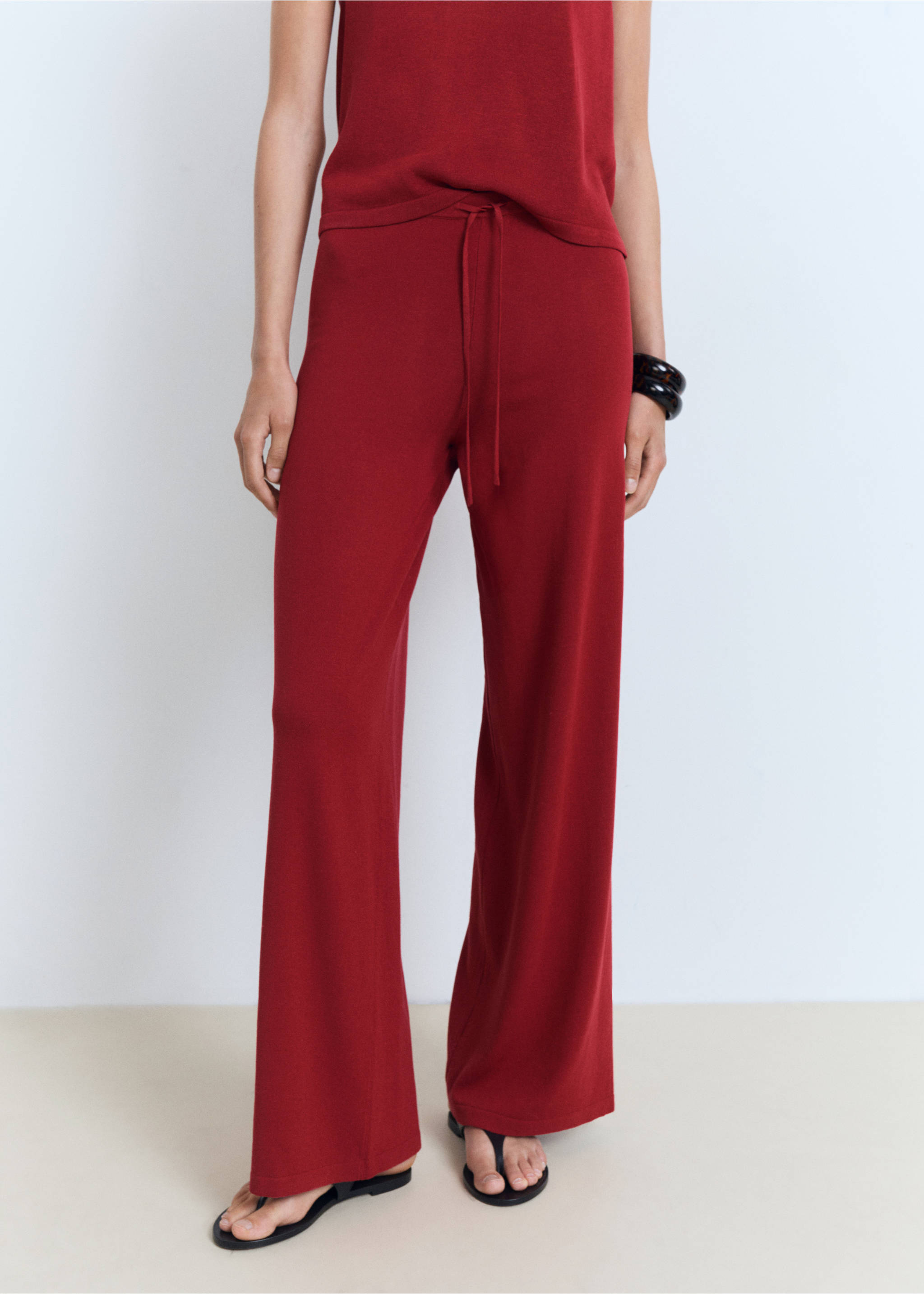 Straight knitted trousers - Medium plane, Red. Ref: 17071217-00.