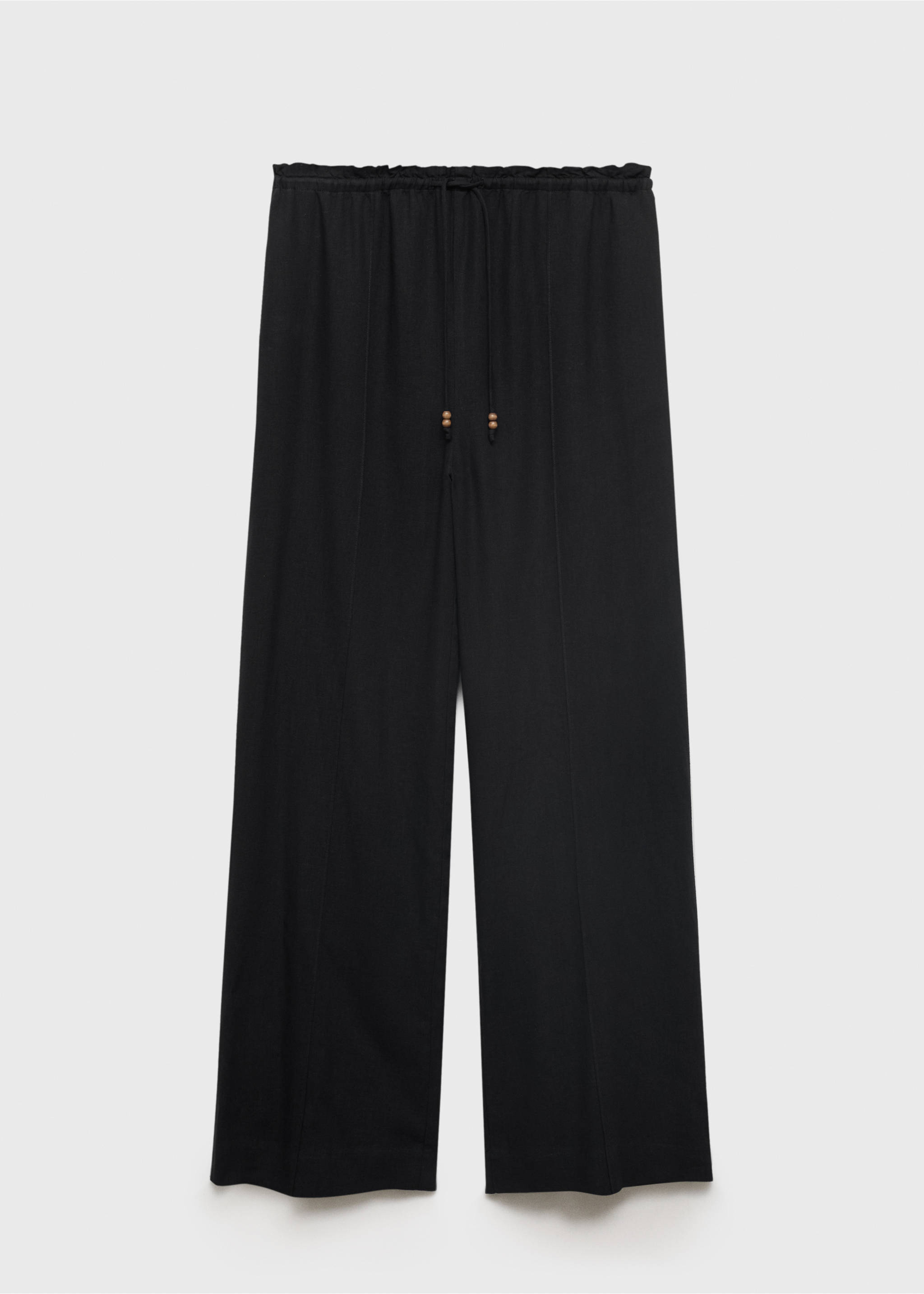 Linen-blend elastic waist trousers - Article without model, Black. Ref: 17071224-00.
