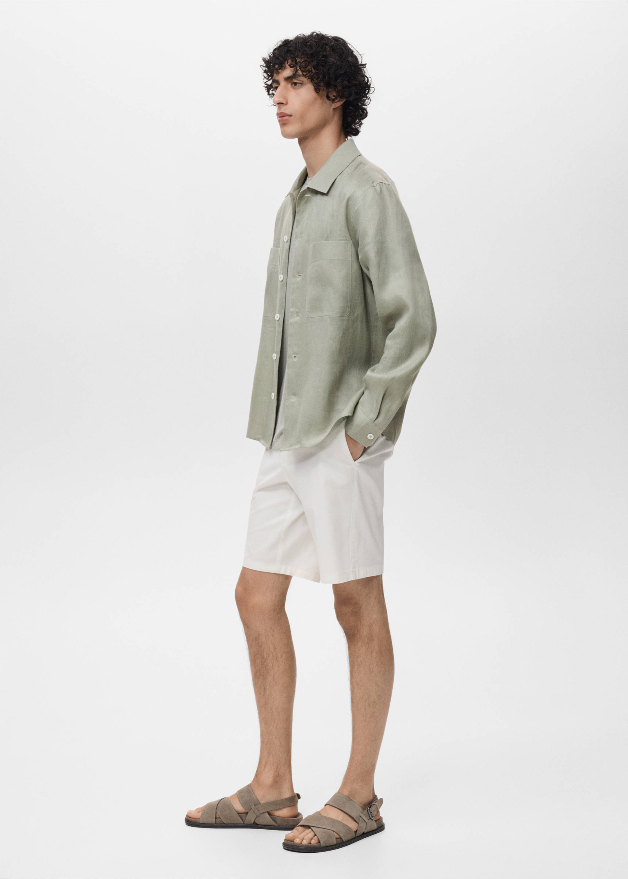 Surchemise 100 % lin légère - Détail de l'article 2, Vert menthe. Ref: 17071225-00.