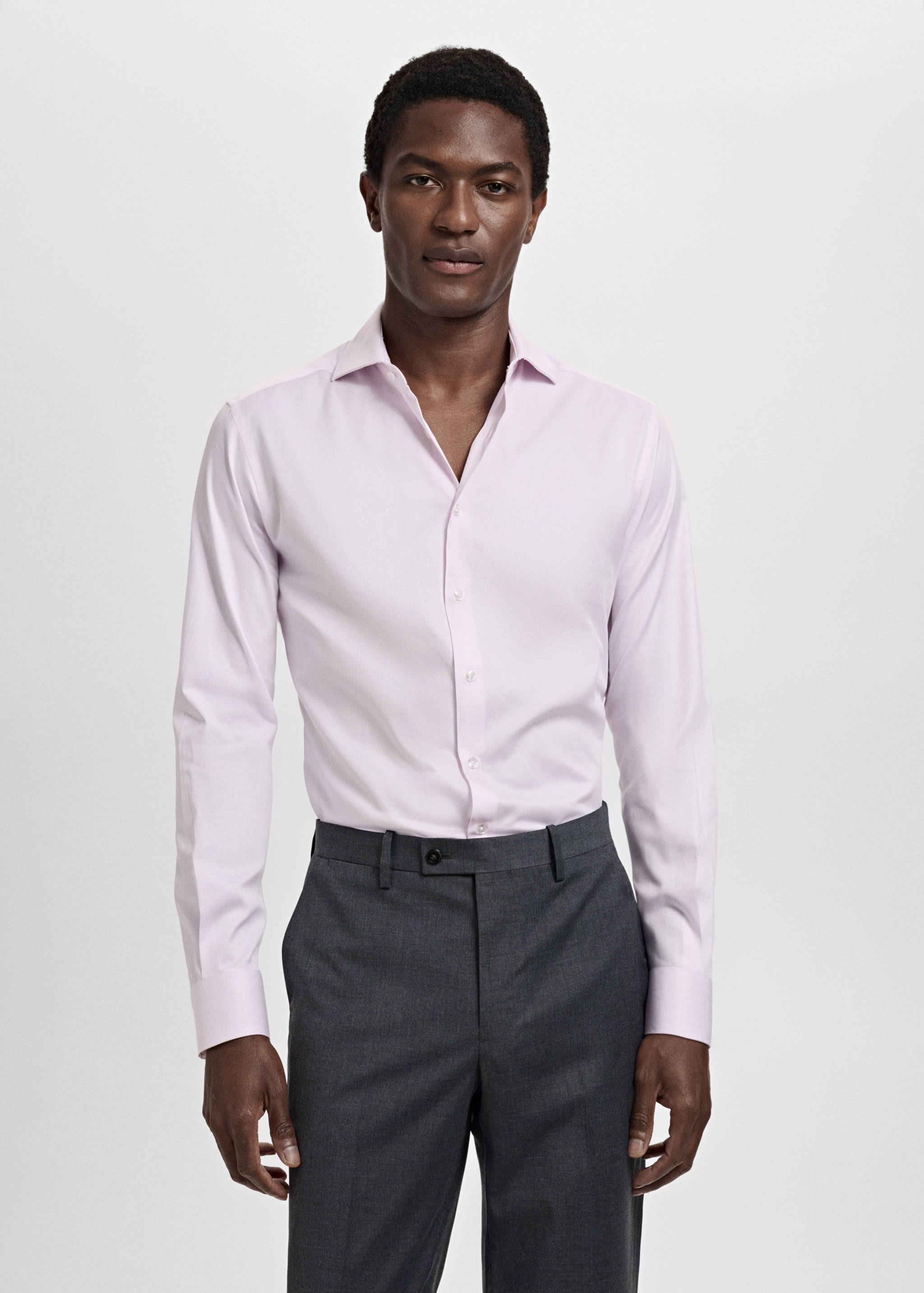 Camisa vestit slim fit 100% cotó - Pla mig
