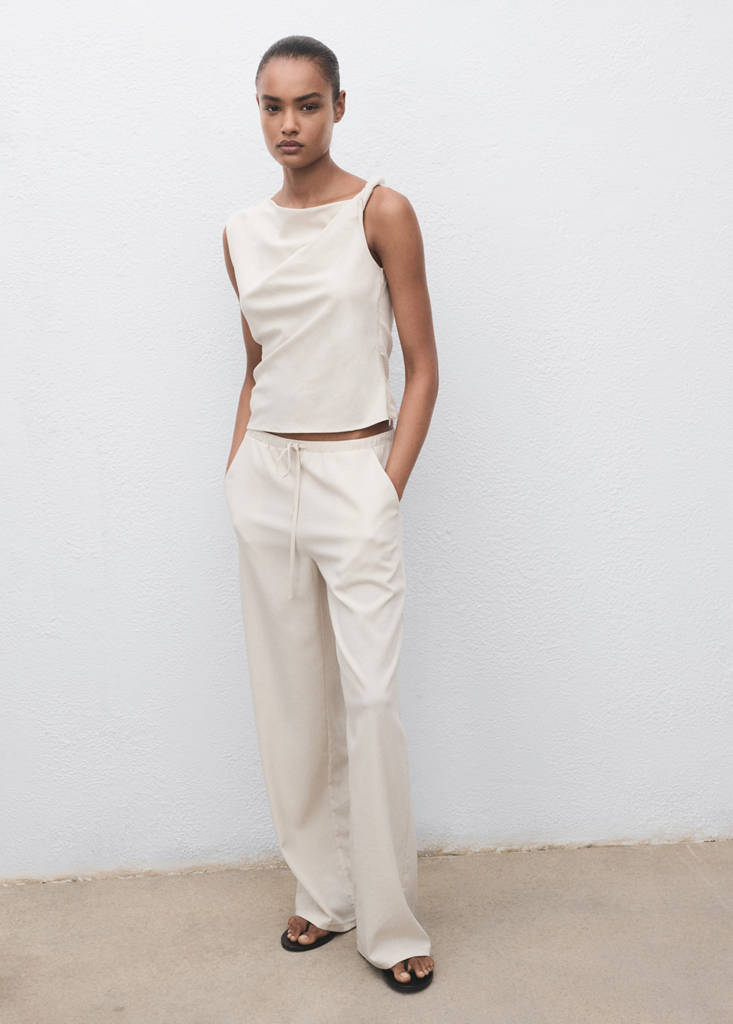 Asymmetrical draped top with straps - Women | MANGO OUTLET USA