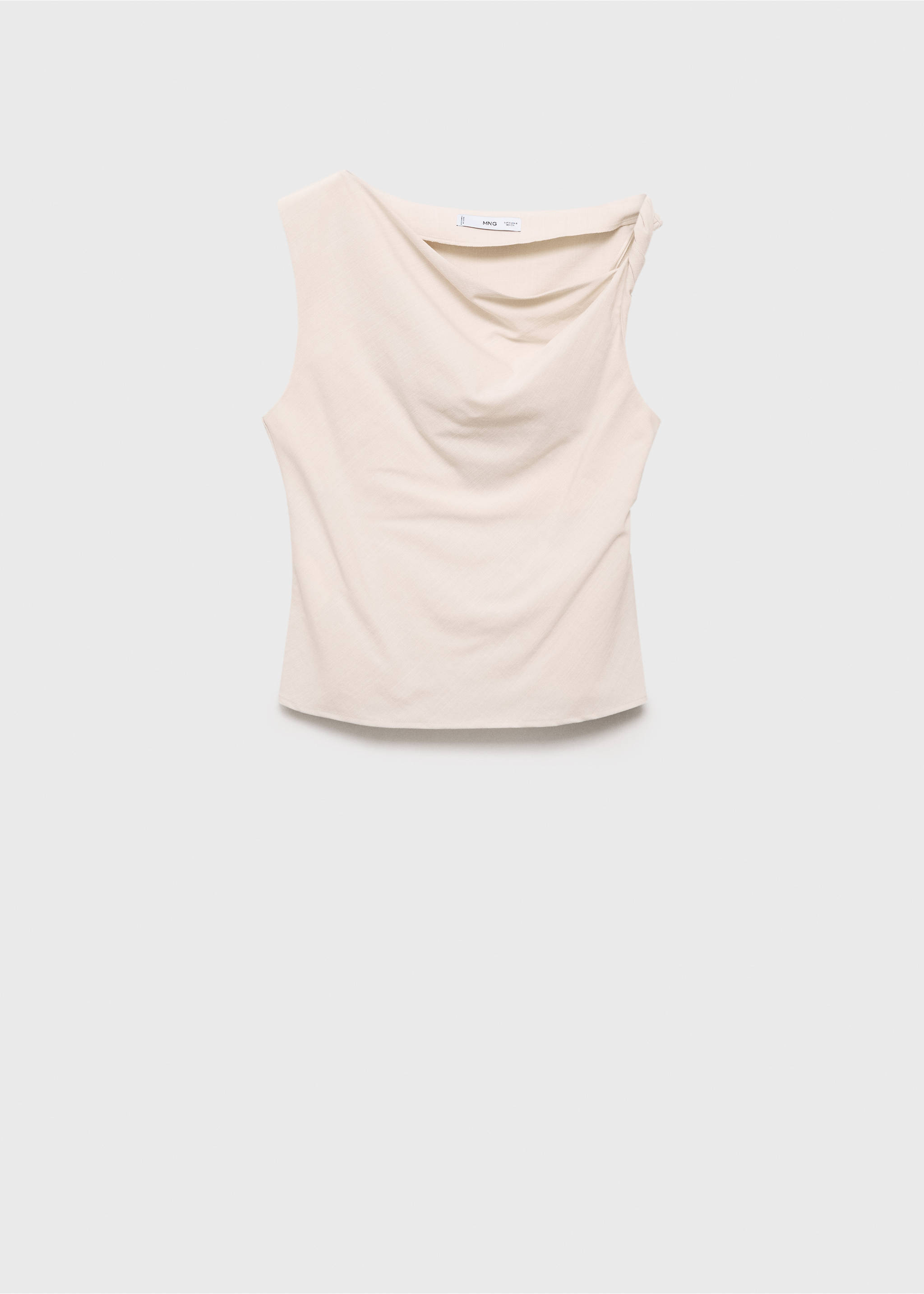 Asymmetrical draped top with straps - Article without model, Ecru. Ref: 17071232-00.