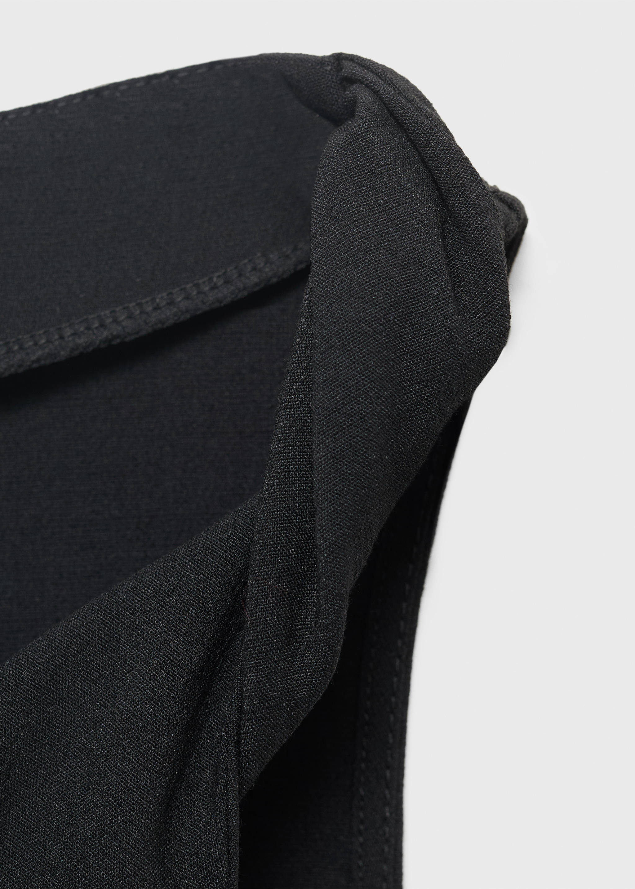 Asymmetrical draped top with straps - Details of the article 8, Black. Ref: 17071232-00.