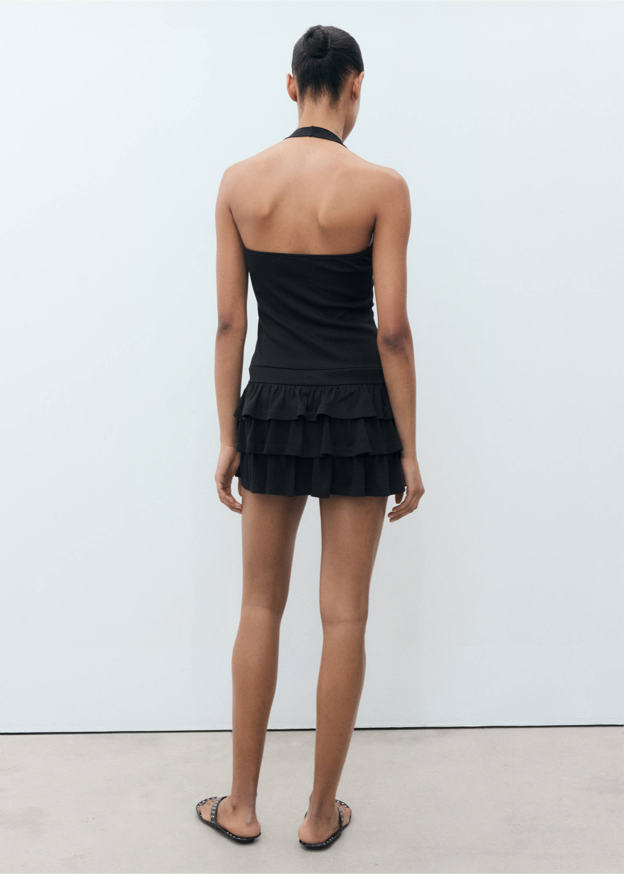 Halter-neck ruffle dress - Reverse of the article, Black. Ref: 17071236-00.
