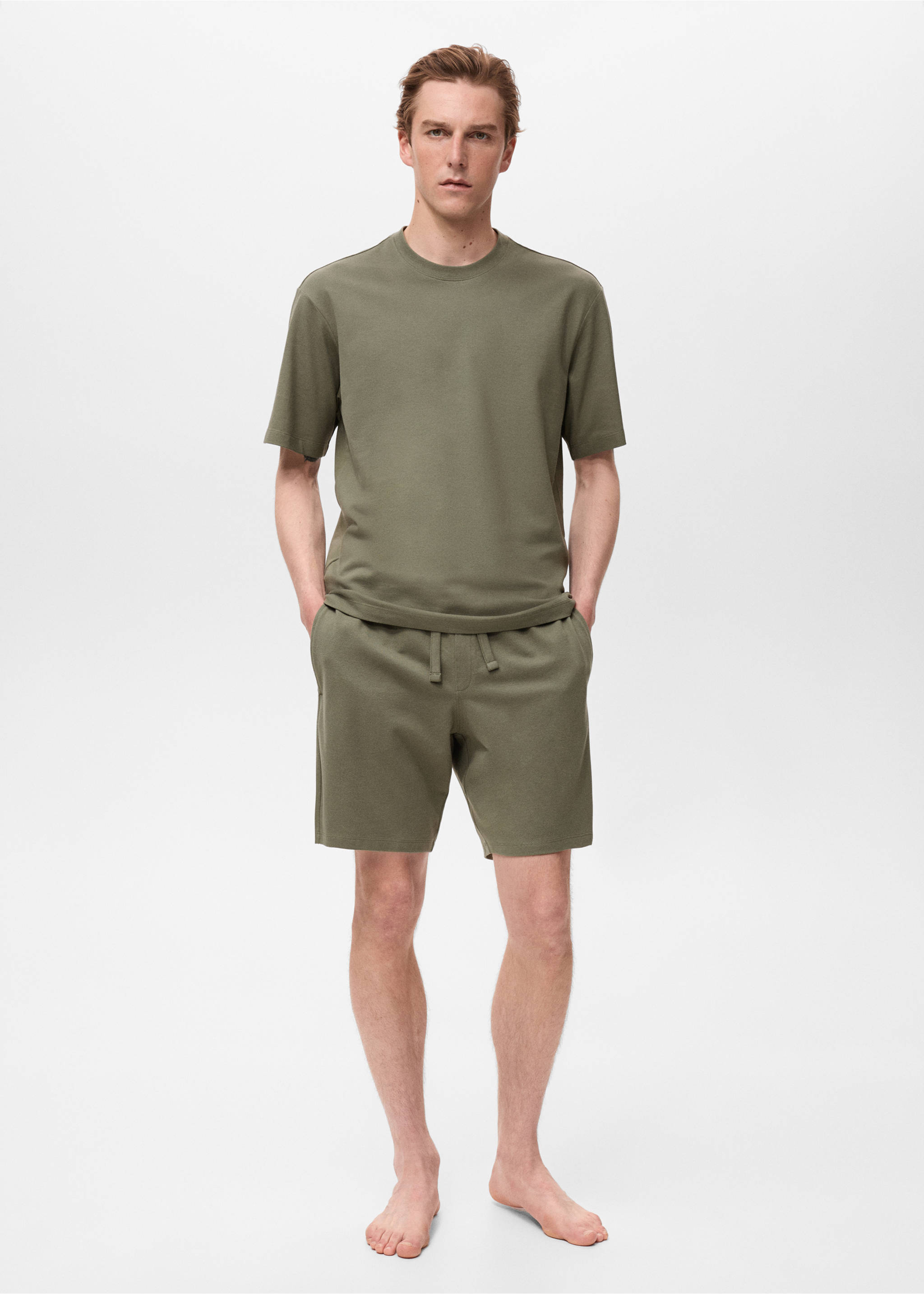 Cotton pyjama shorts pack - General plane, Khaki. Ref: 17071240-00.