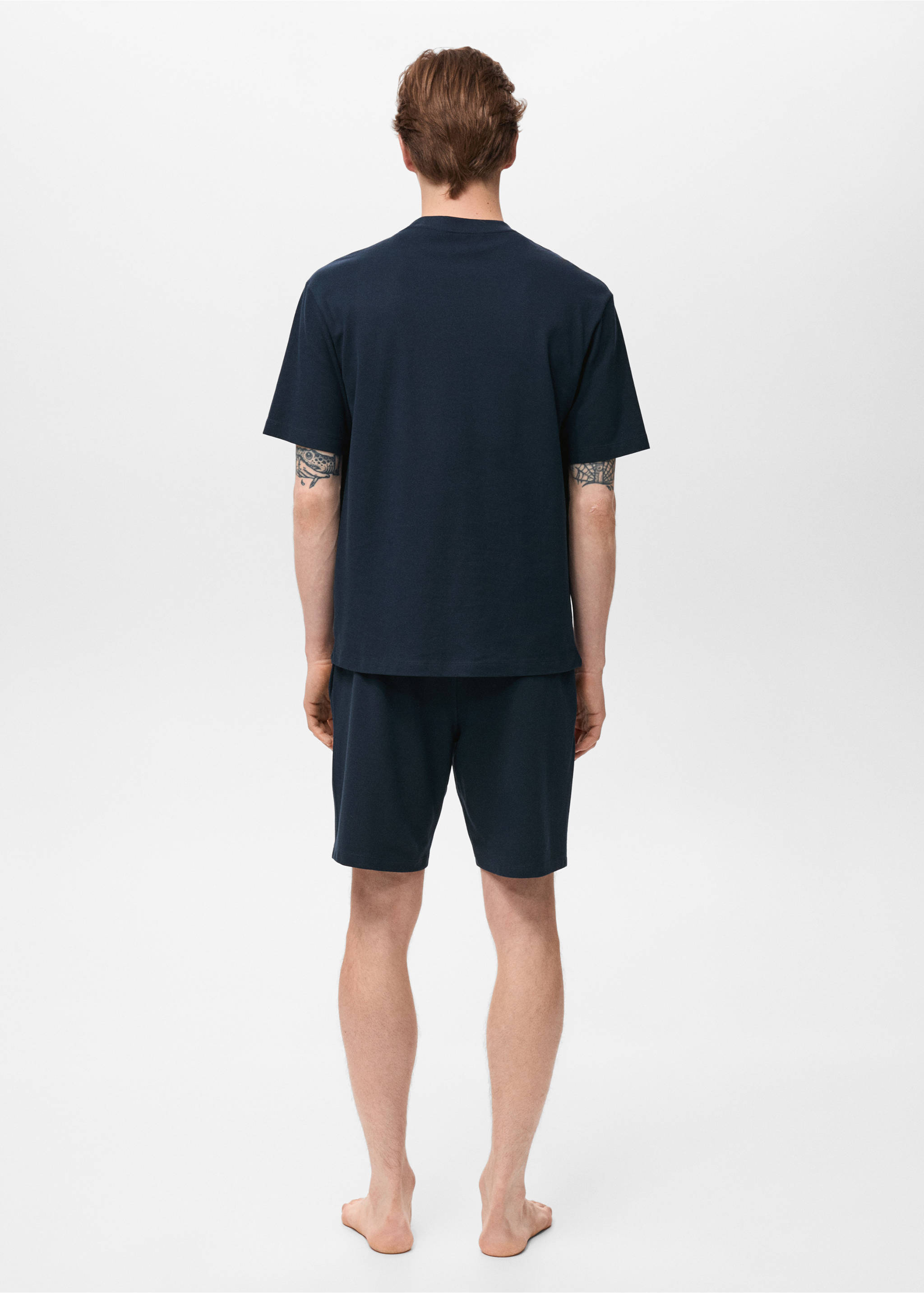 Cotton pyjama shorts pack - Reverse of the article, Dark Navy. Ref: 17071240-00.