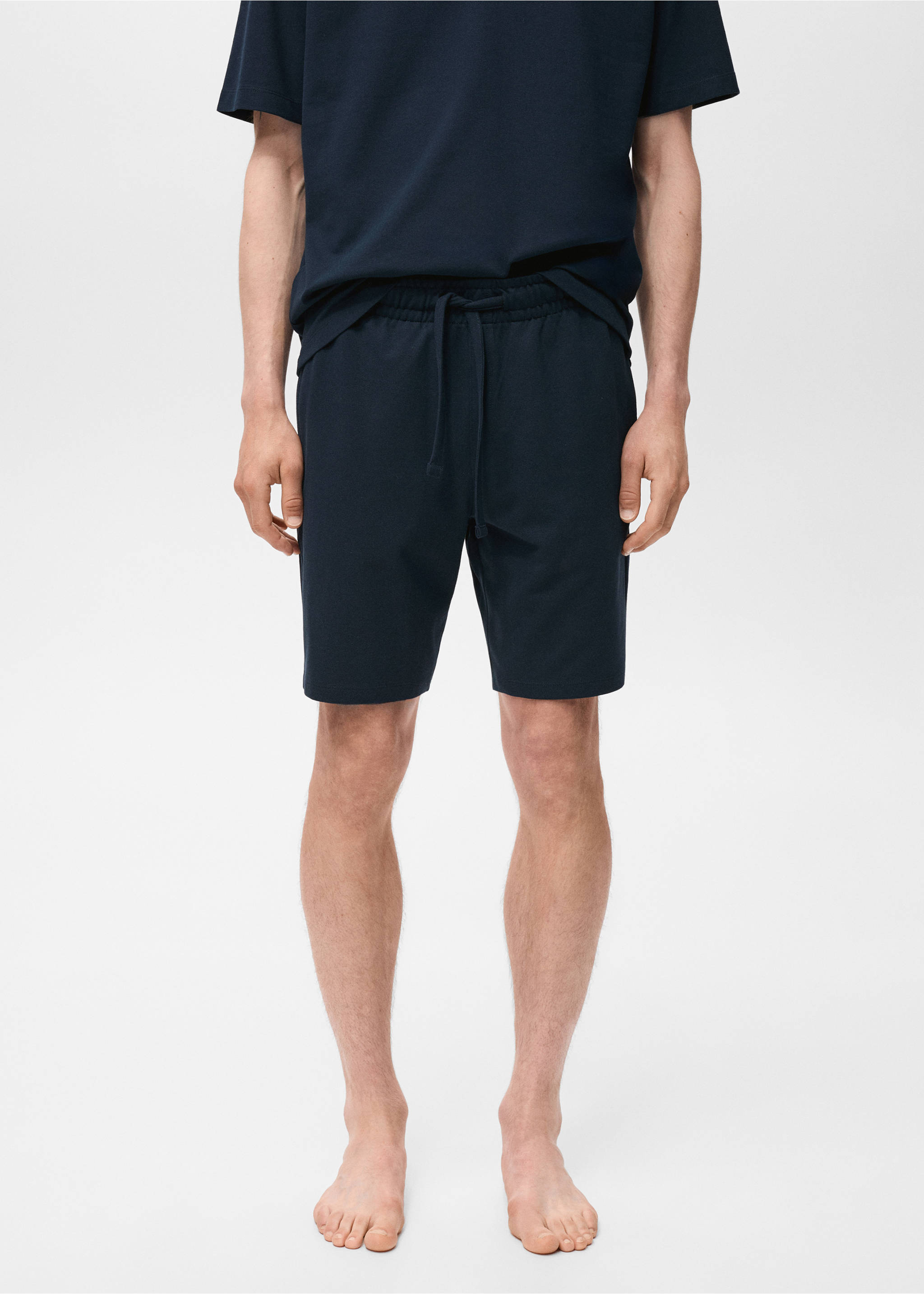 Cotton pyjama shorts pack - Details of the article 1, Dark Navy. Ref: 17071240-00.
