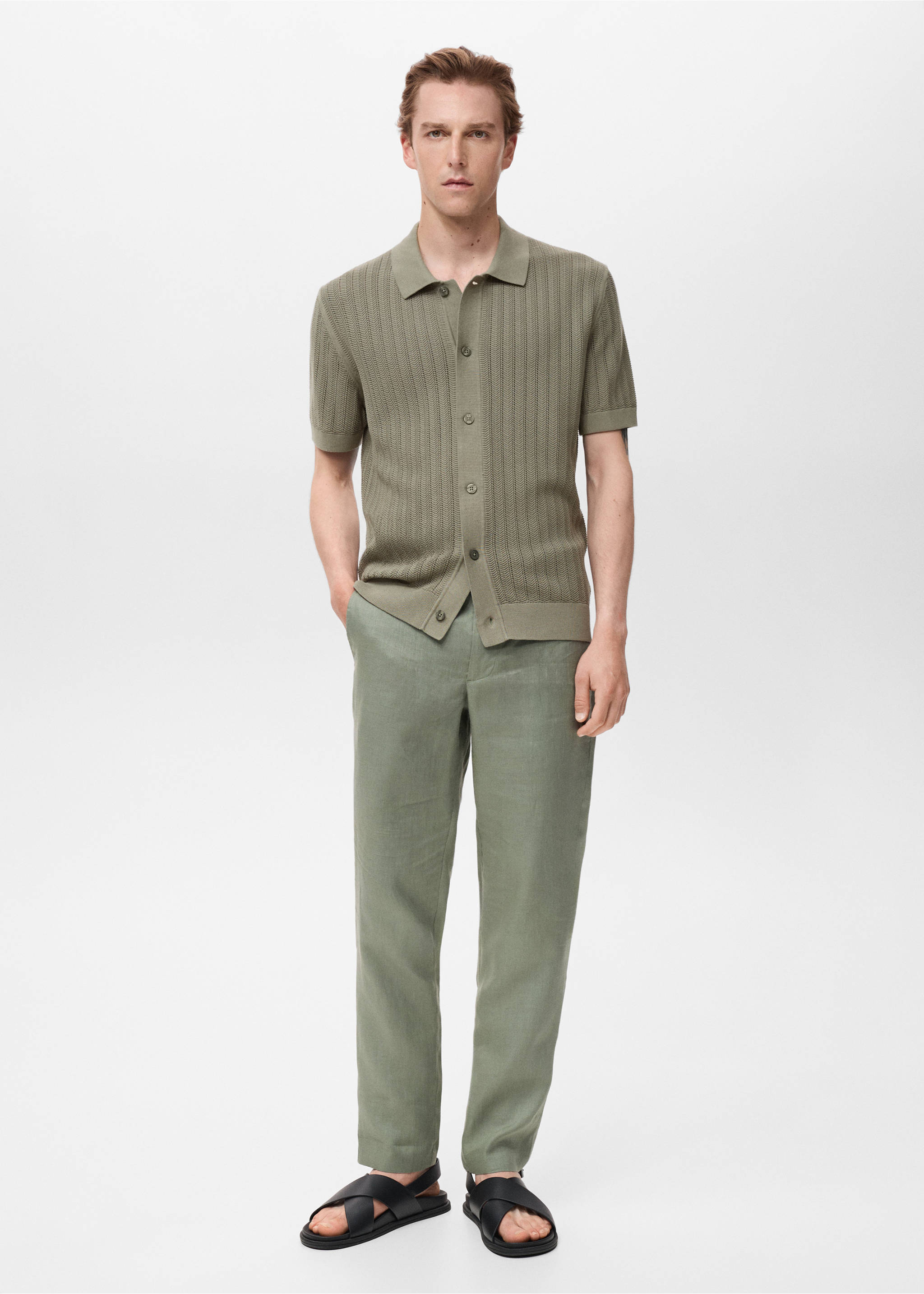 100% cotton shirt structure - General plane, Khaki. Ref: 17071242-00.