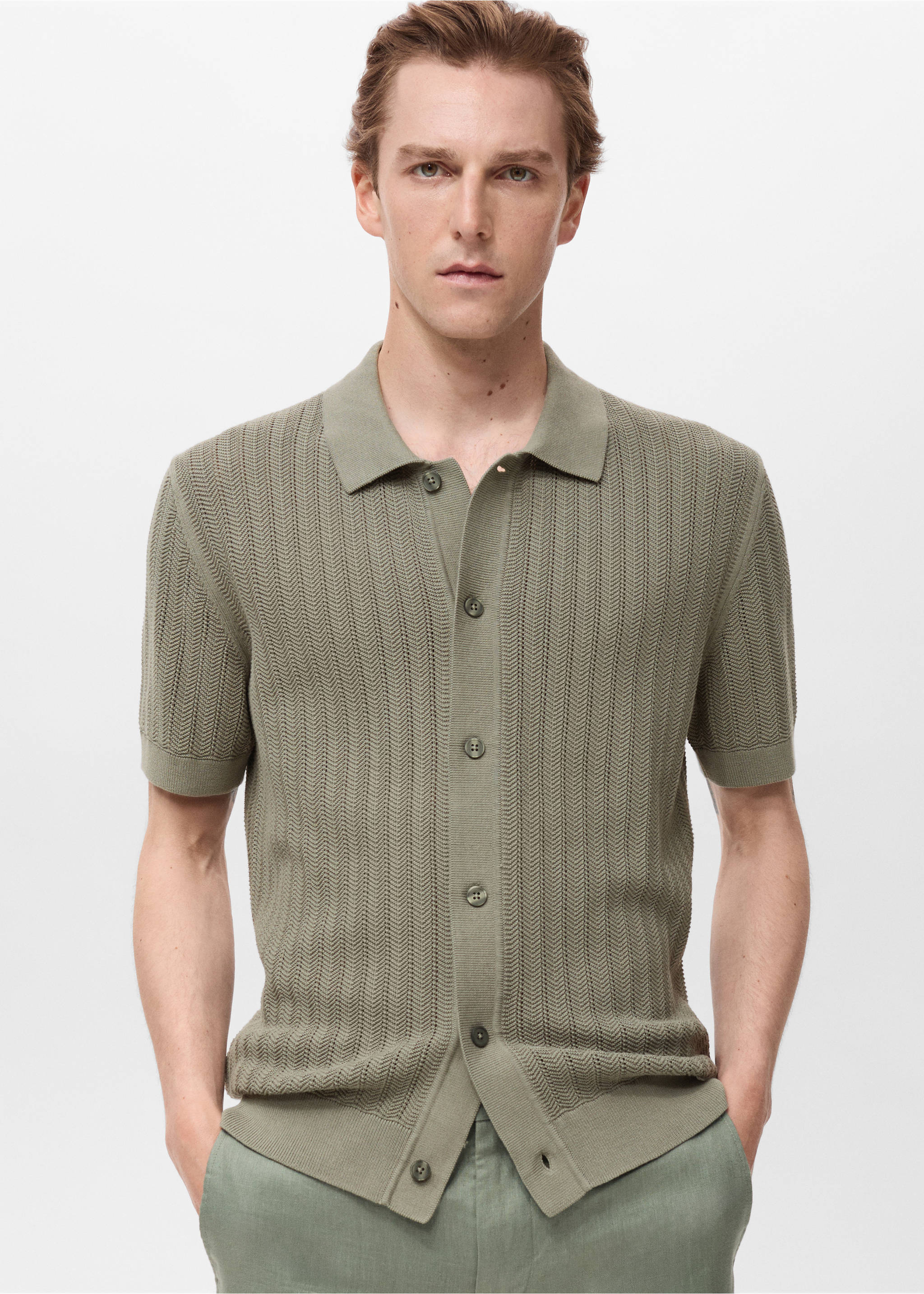 100% cotton shirt structure - Medium plane, Khaki. Ref: 17071242-00.