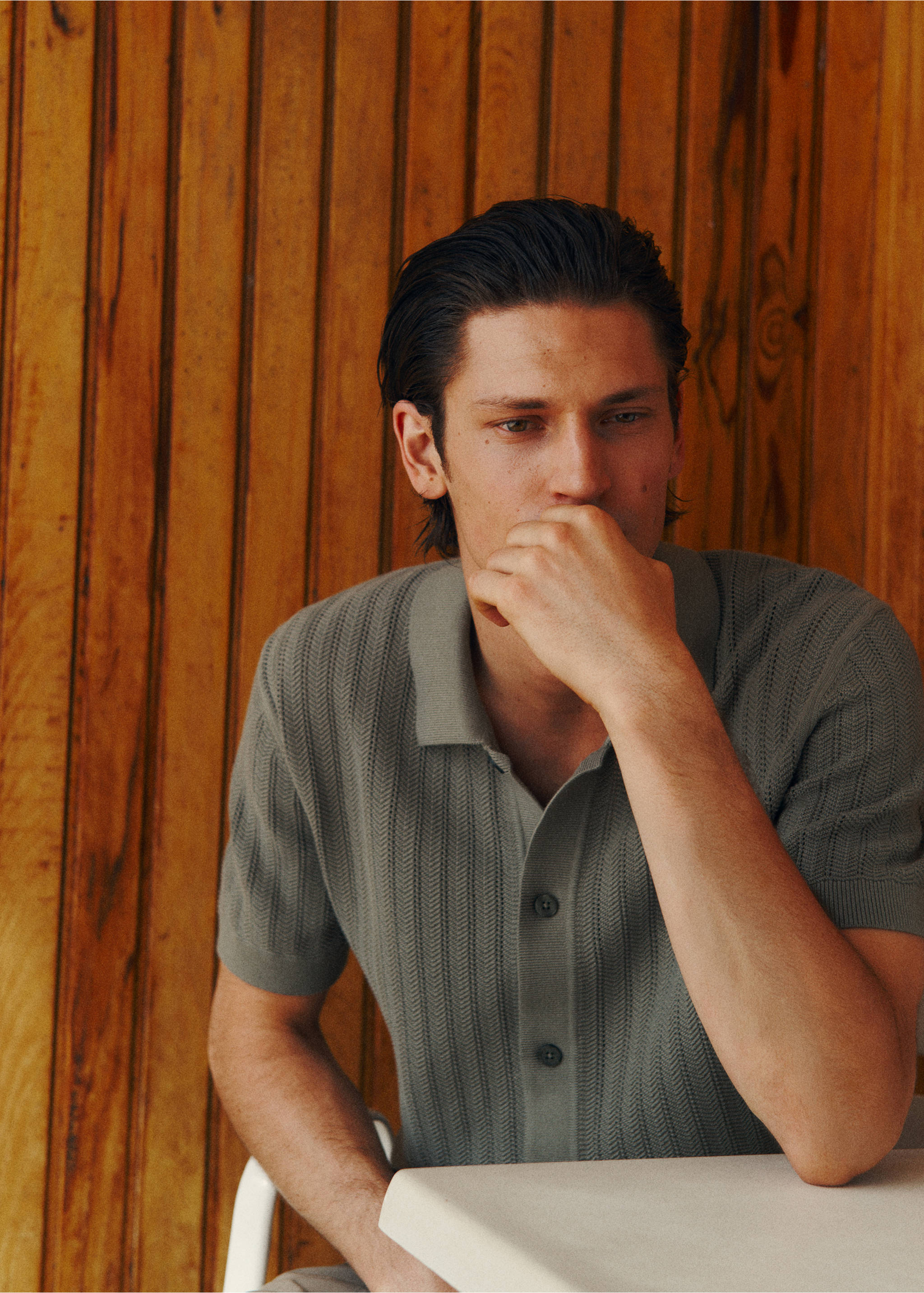 100% cotton shirt structure - Details of the article 3, Khaki. Ref: 17071242-00.