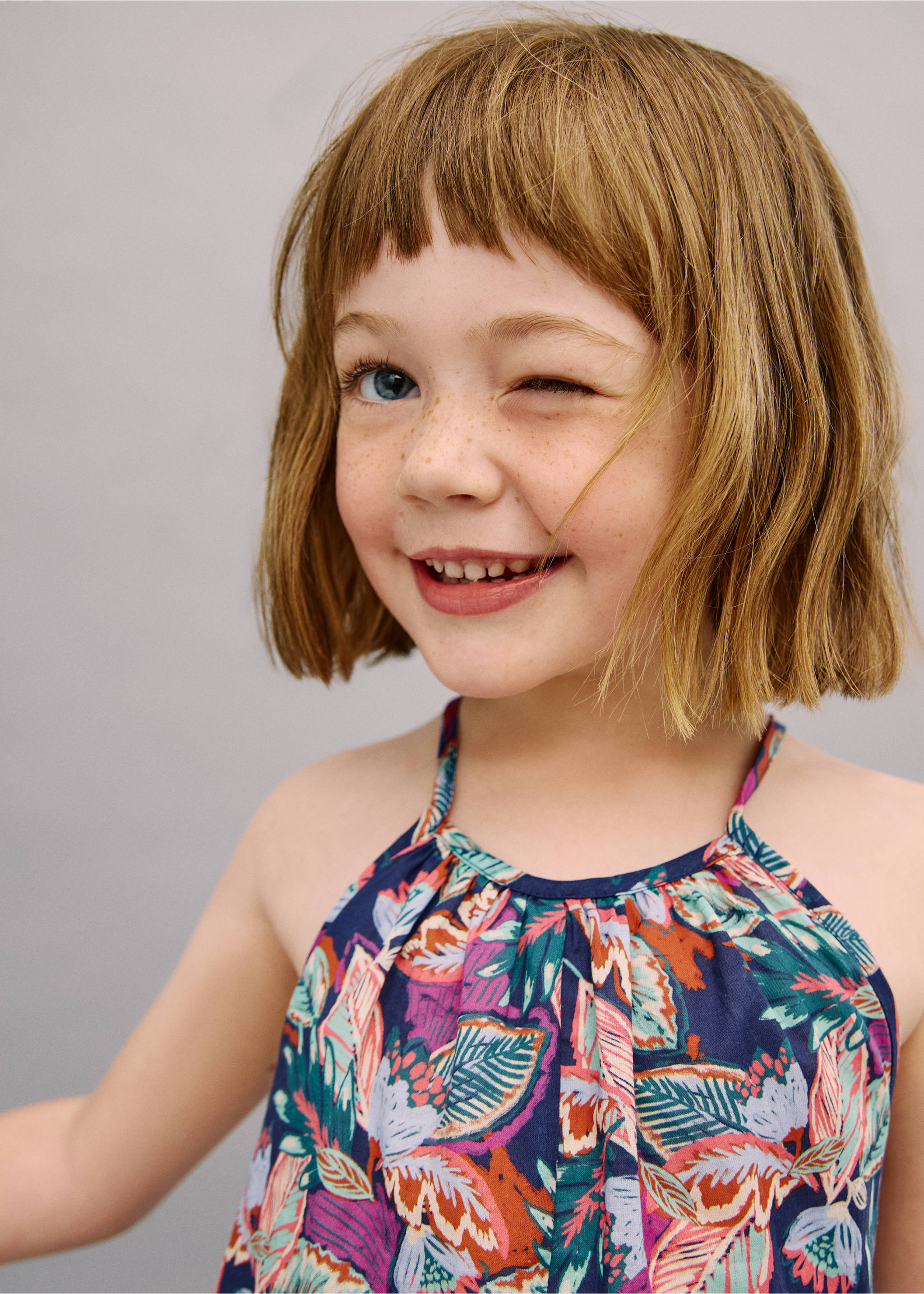 Floral print jumpsuit - Details of the article 1, Indigo Blue. Ref: 17071247-00.