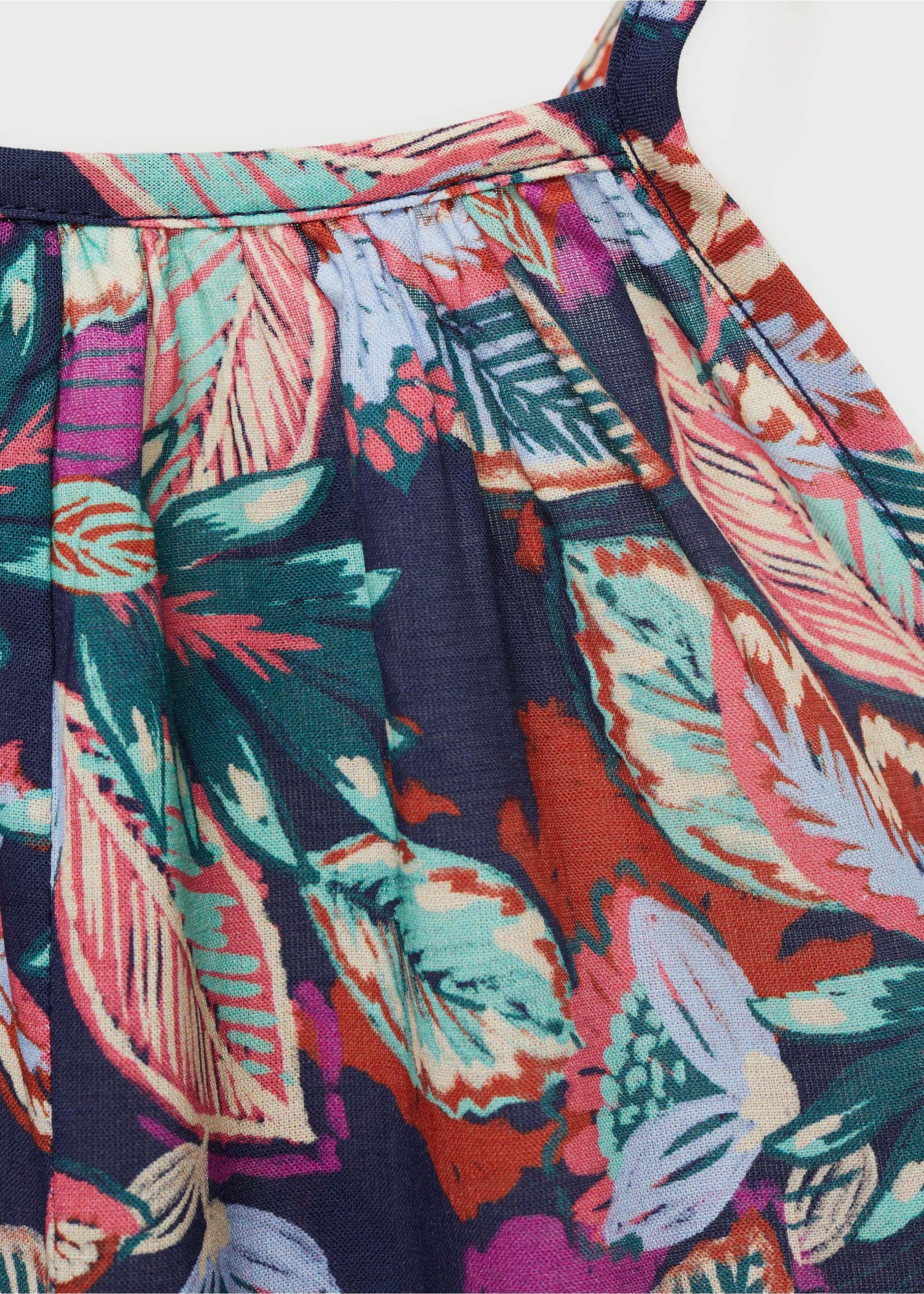 Floral print jumpsuit - Details of the article 8, Indigo Blue. Ref: 17071247-00.