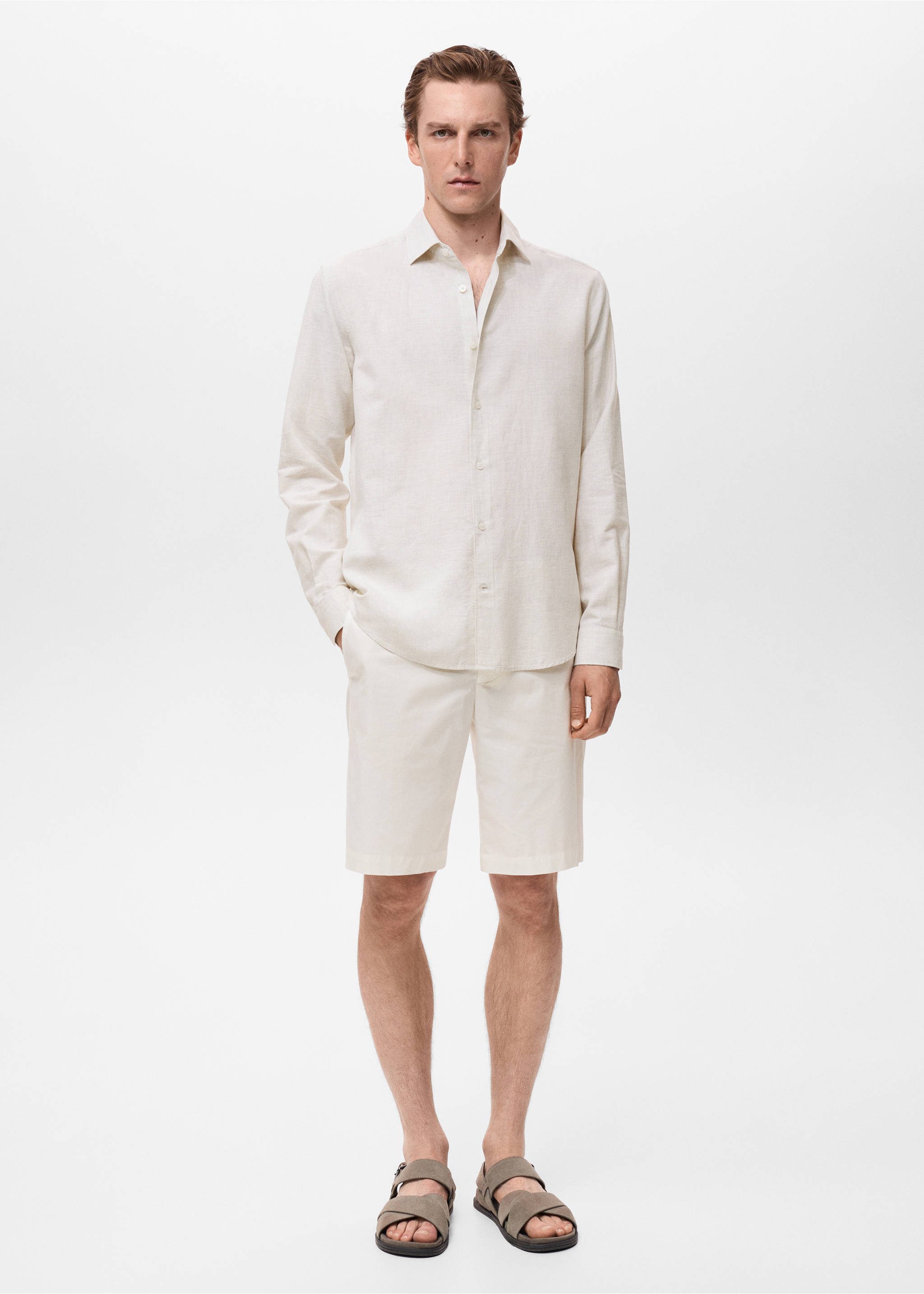 Cotton linen-blend shirt - General plane, Off White. Ref: 17071258-00.