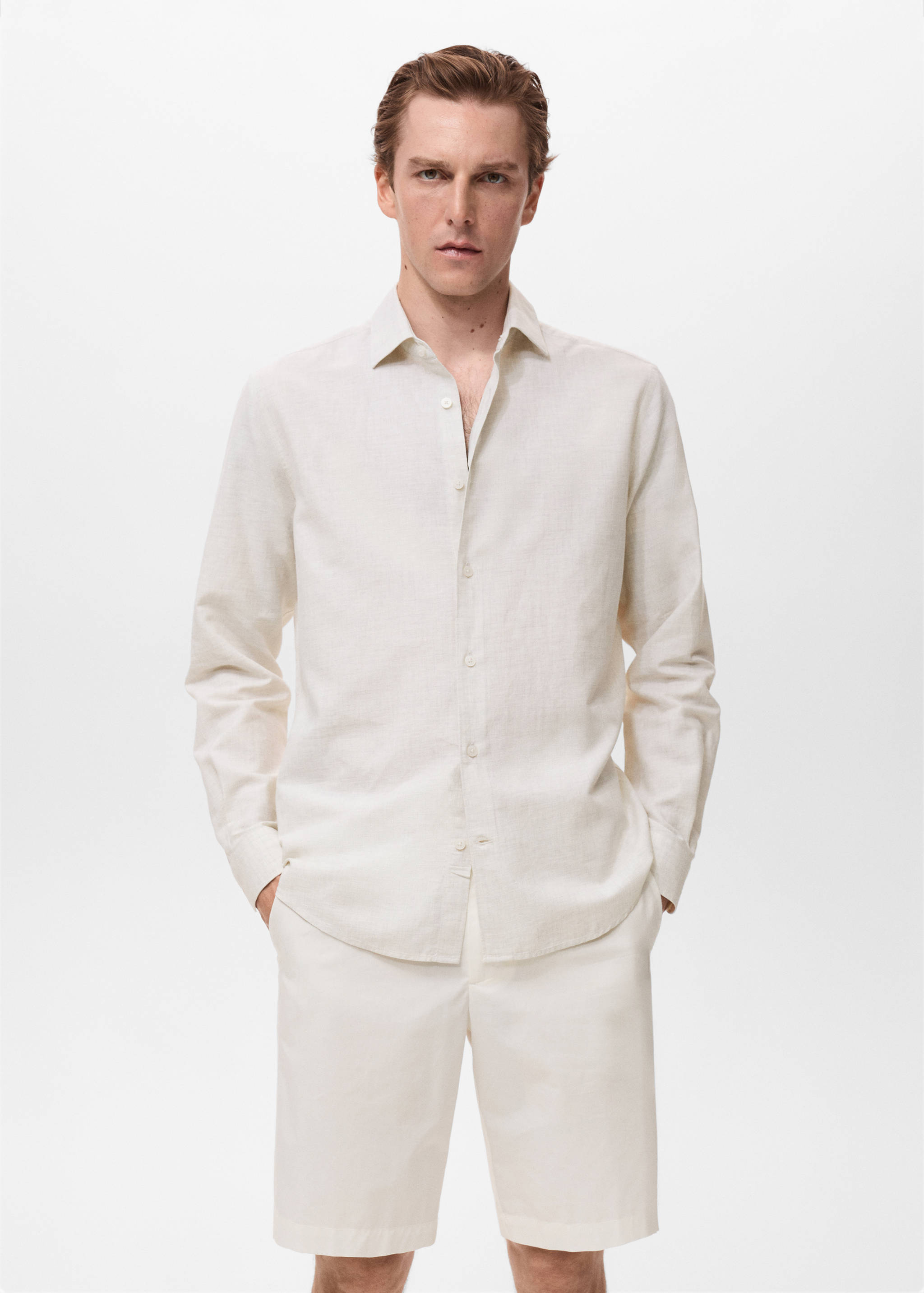 Cotton linen-blend shirt - Medium plane