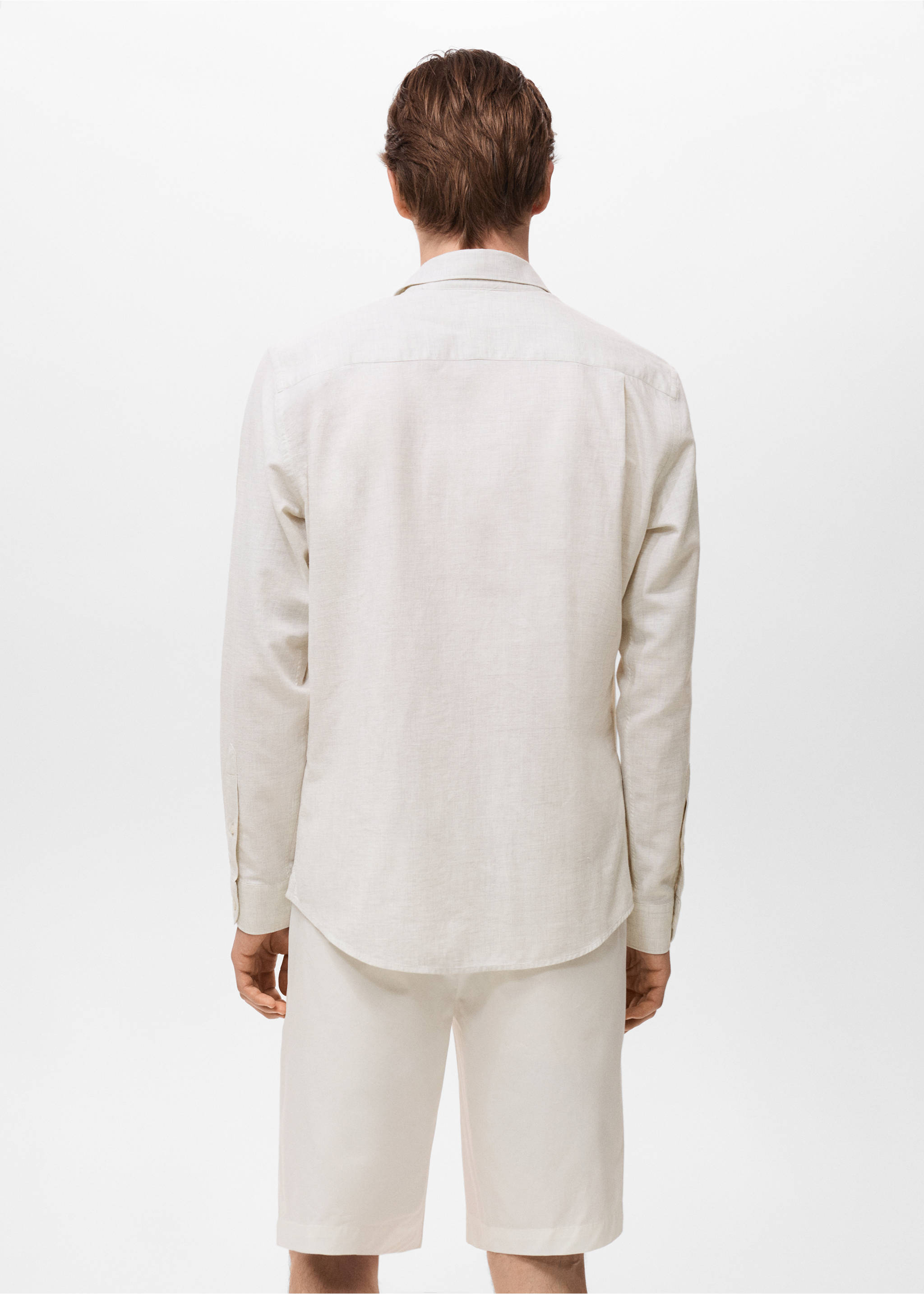 Cotton linen-blend shirt - Reverse of the article, Off White. Ref: 17071258-00.