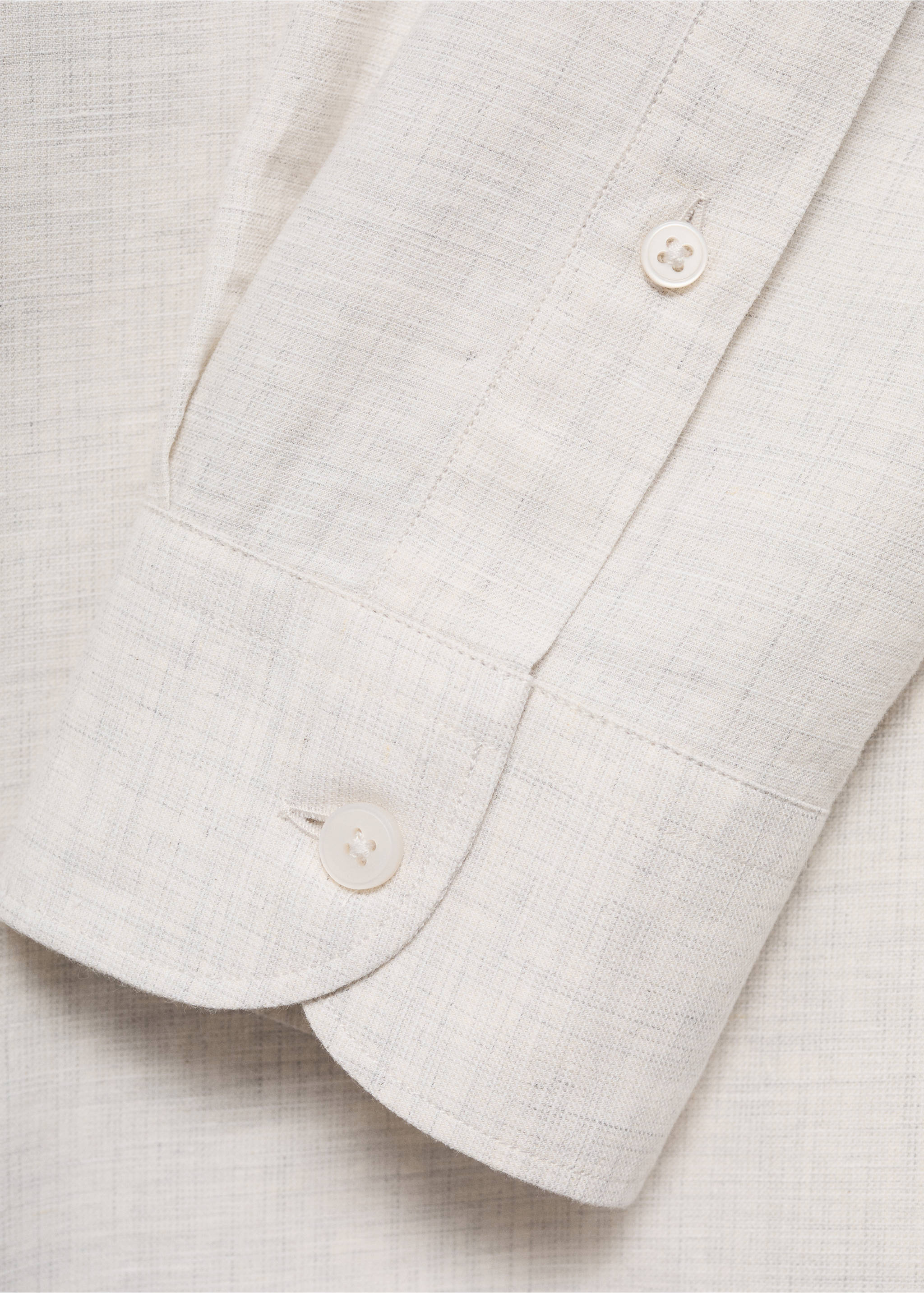 Cotton linen-blend shirt - Details of the article 0, Off White. Ref: 17071258-00.