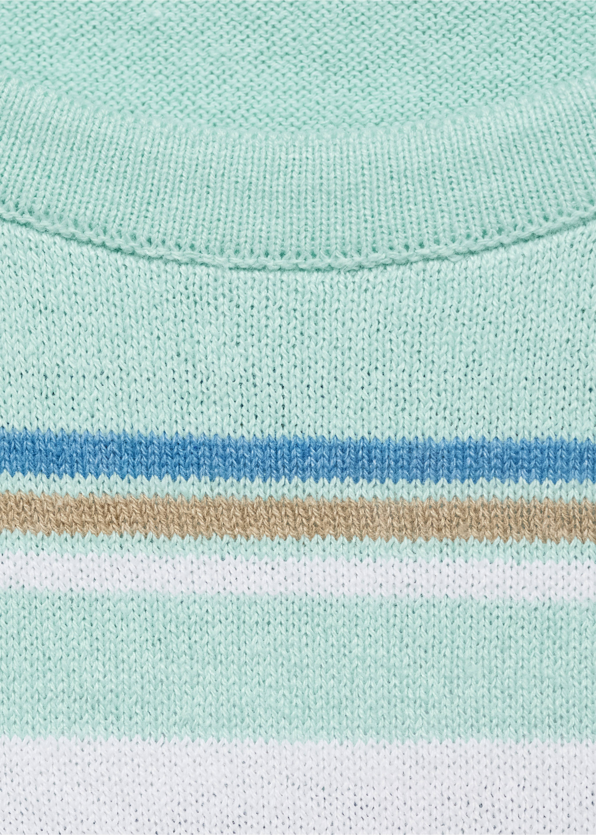Kurzarm-Pullover mit kombiniertem Streifendesign - Detail des Artikels 8, Minzgrün. Ref: 17071261-00.