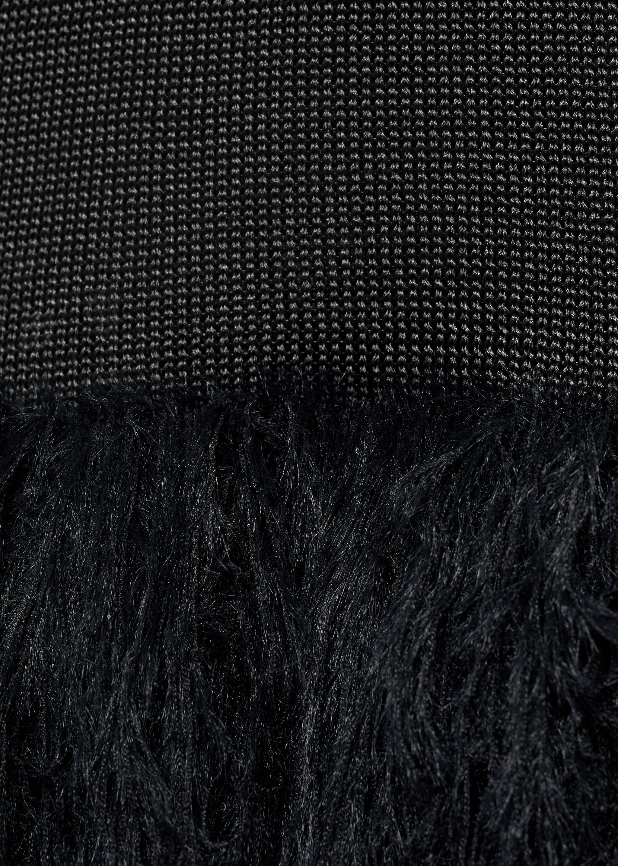 Combined knitted dress with feather effect - Details of the article 0, Black. Ref: 17071267-00.