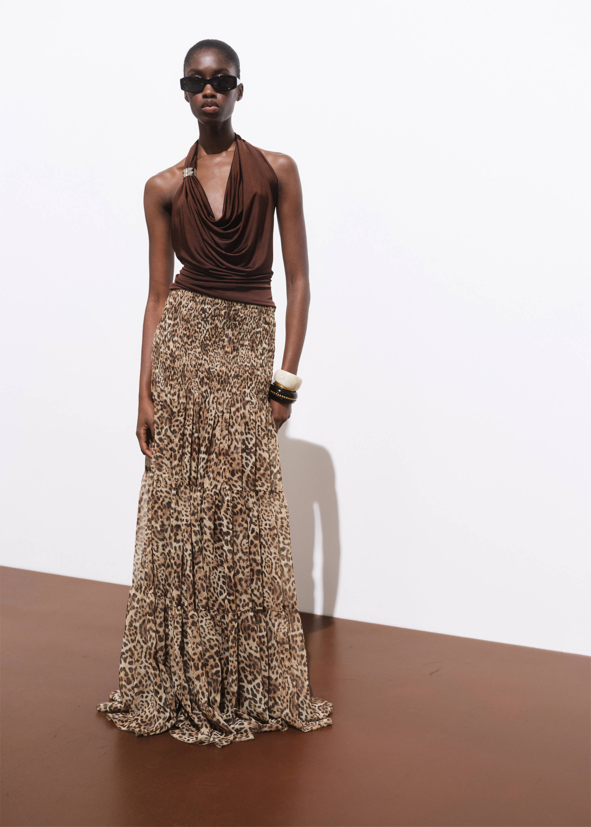 Leopard-print maxi-skirt - General plane