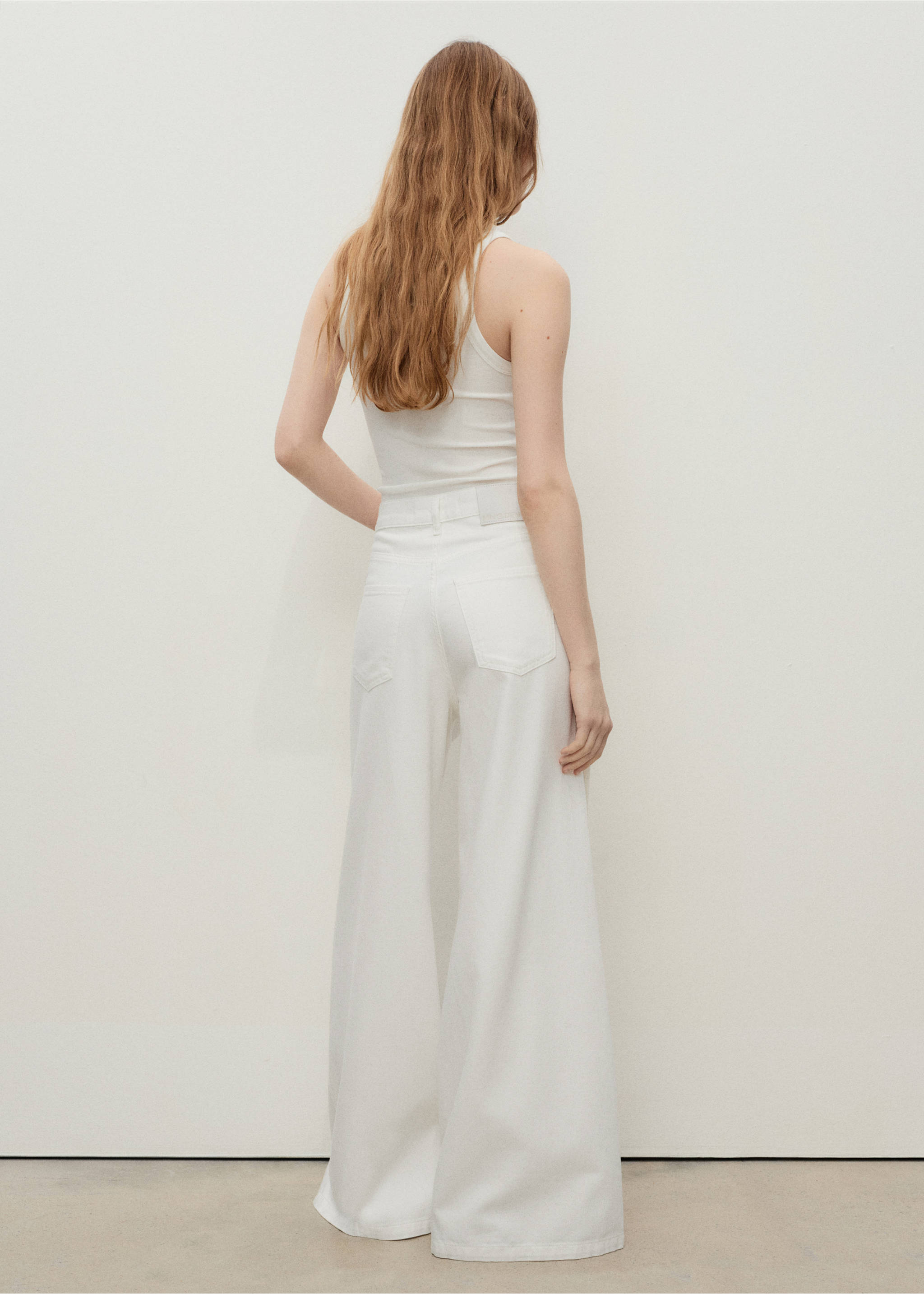 High-waisted wideleg jeans - Reverse of the article, White. Ref: 17071270-00.