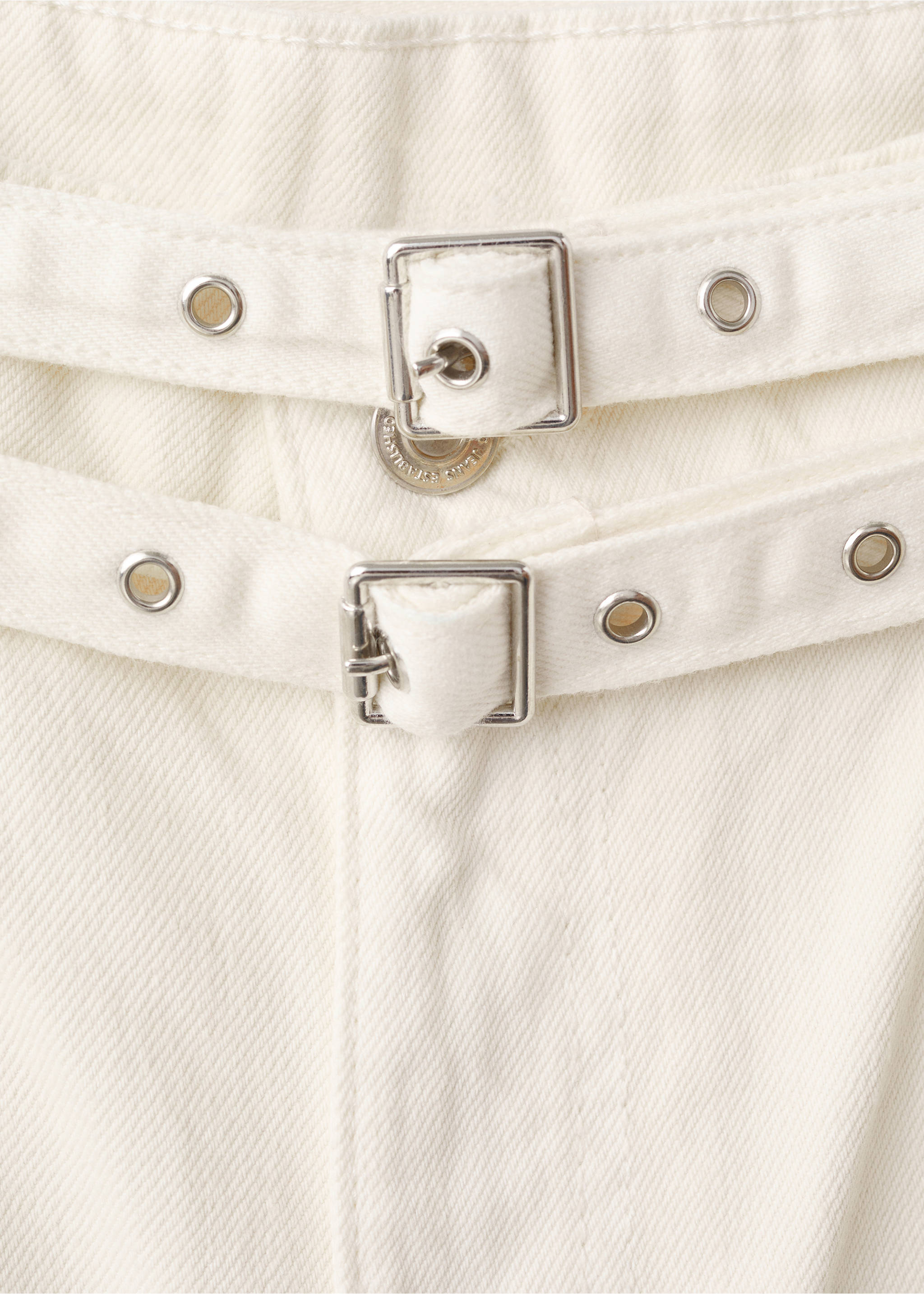Barrel jeans with double belt - Details of the article 8, Off White. Ref: 17071271-00.