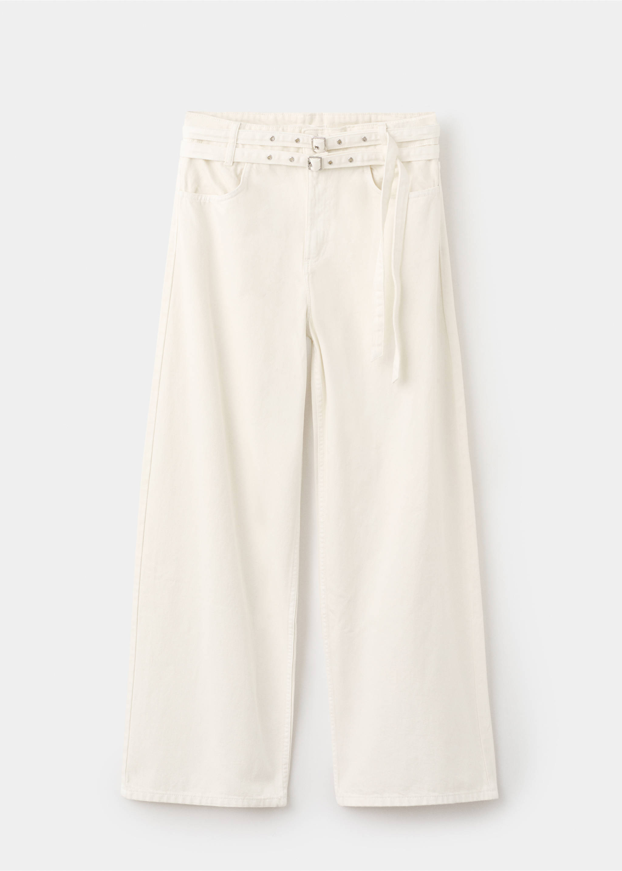 Barrel jeans with double belt - Article without model, Off White. Ref: 17071271-00.