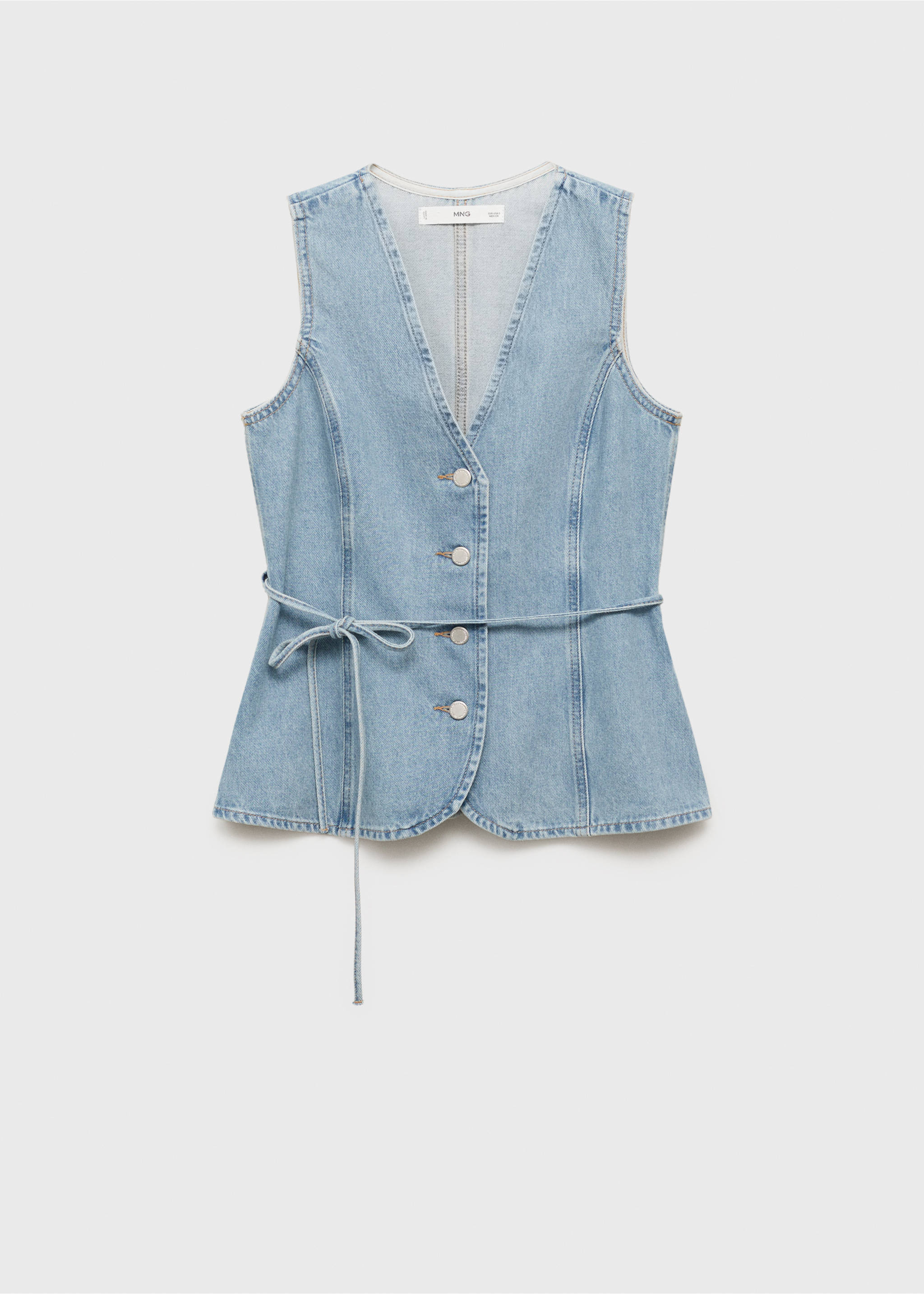 Buttoned denim gilet - Article without model, Medium Blue. Ref: 17071272-00.