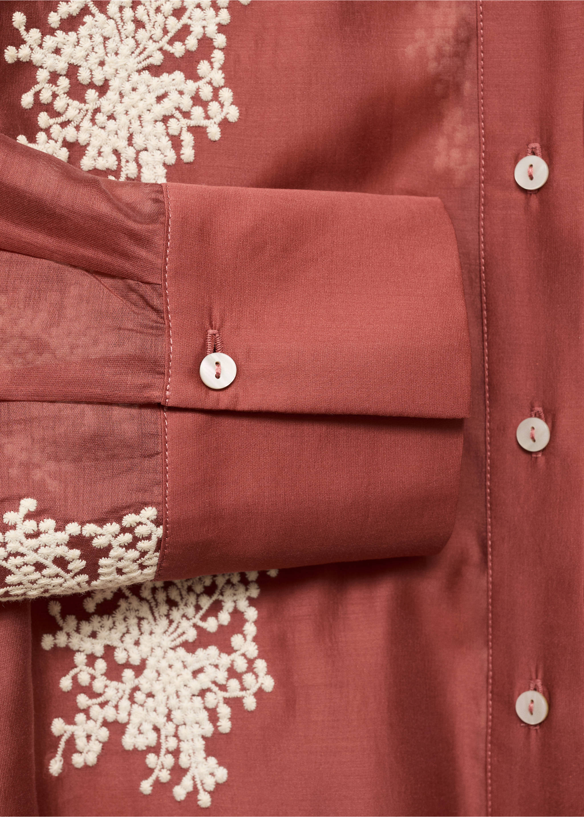 Embroidered lyocell shirt - Details of the article 0, Russet. Ref: 17071284-00.
