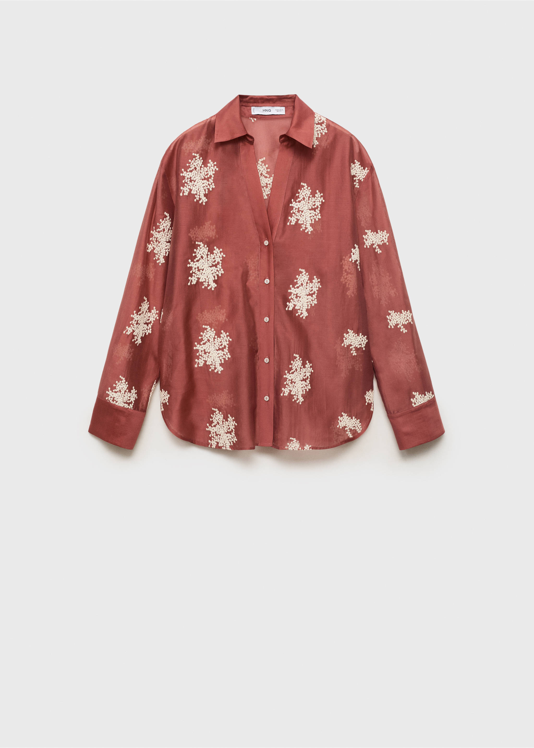 Embroidered lyocell shirt - Article without model, Russet. Ref: 17071284-00.