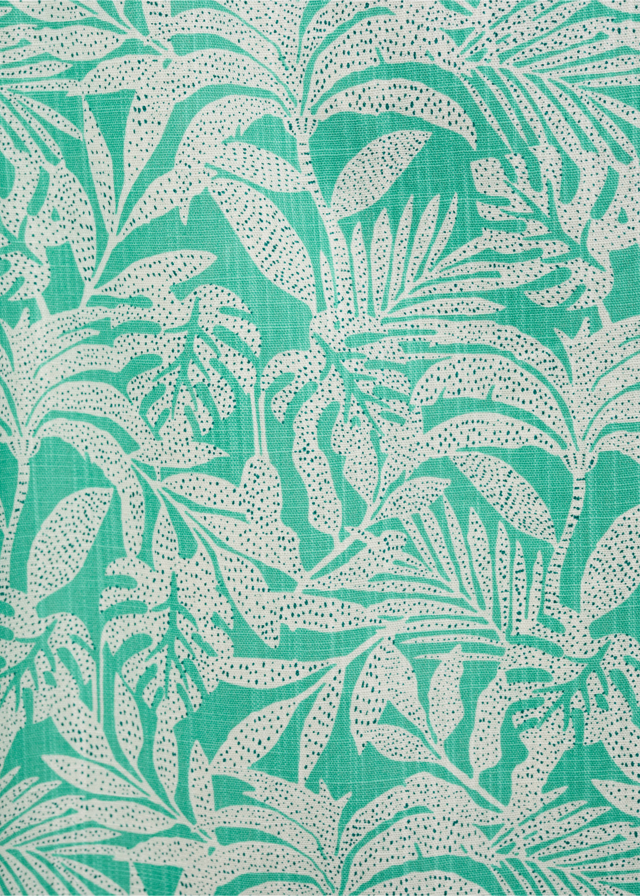 Cotton trousers with leaf pattern - Details of the article 8, Turquoise. Ref: 17071513-00.