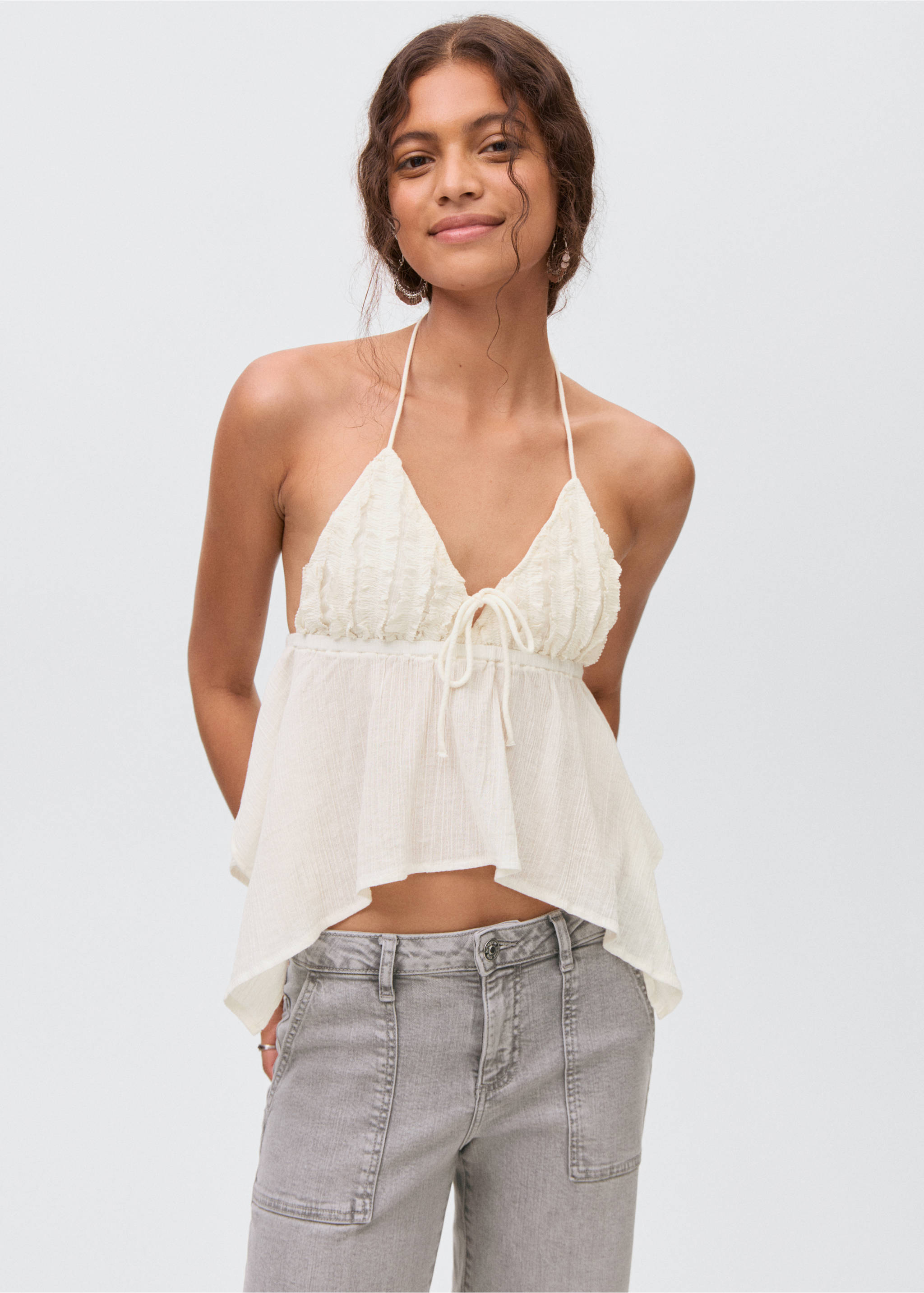 Top halter detall frunzit - Pla mig, Cru. Ref: 17071520-00.
