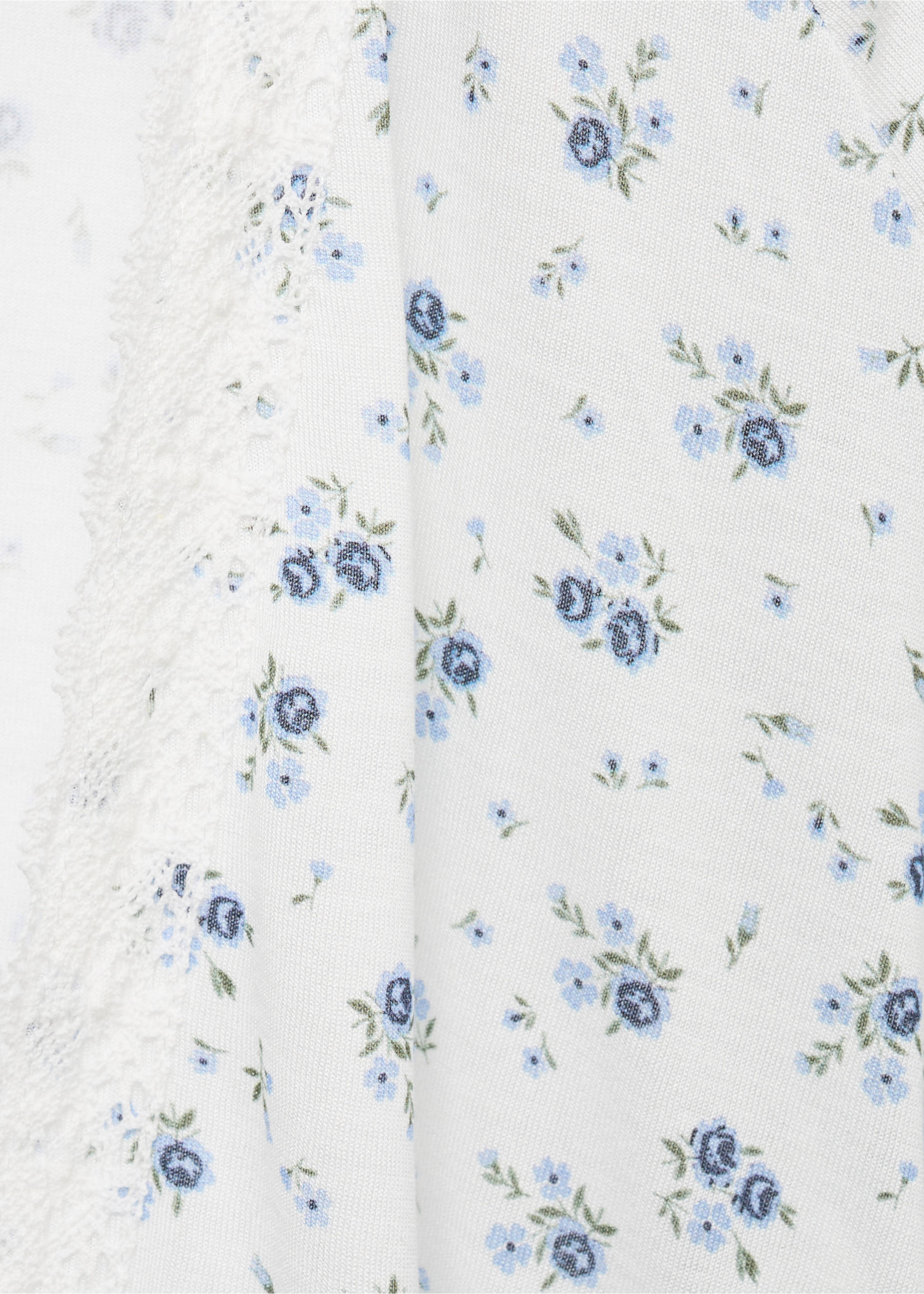 Floral-print dressing gown with lace trim - Details of the article 0, White. Ref: 17071524-00.