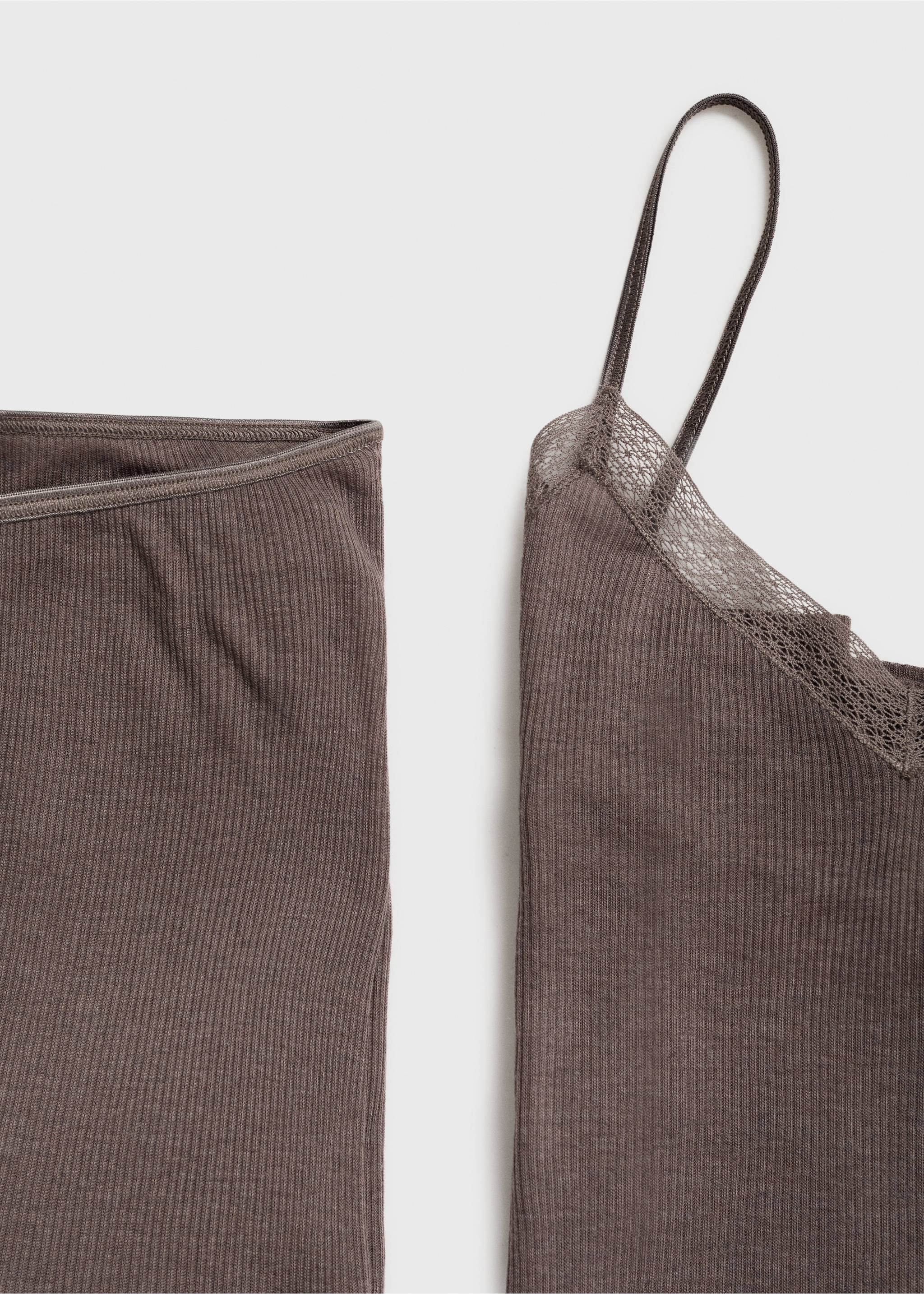 Rippstrick-Leggings-Pyjama - Detail des Artikels 0, Braun. Ref: 17071538-00.