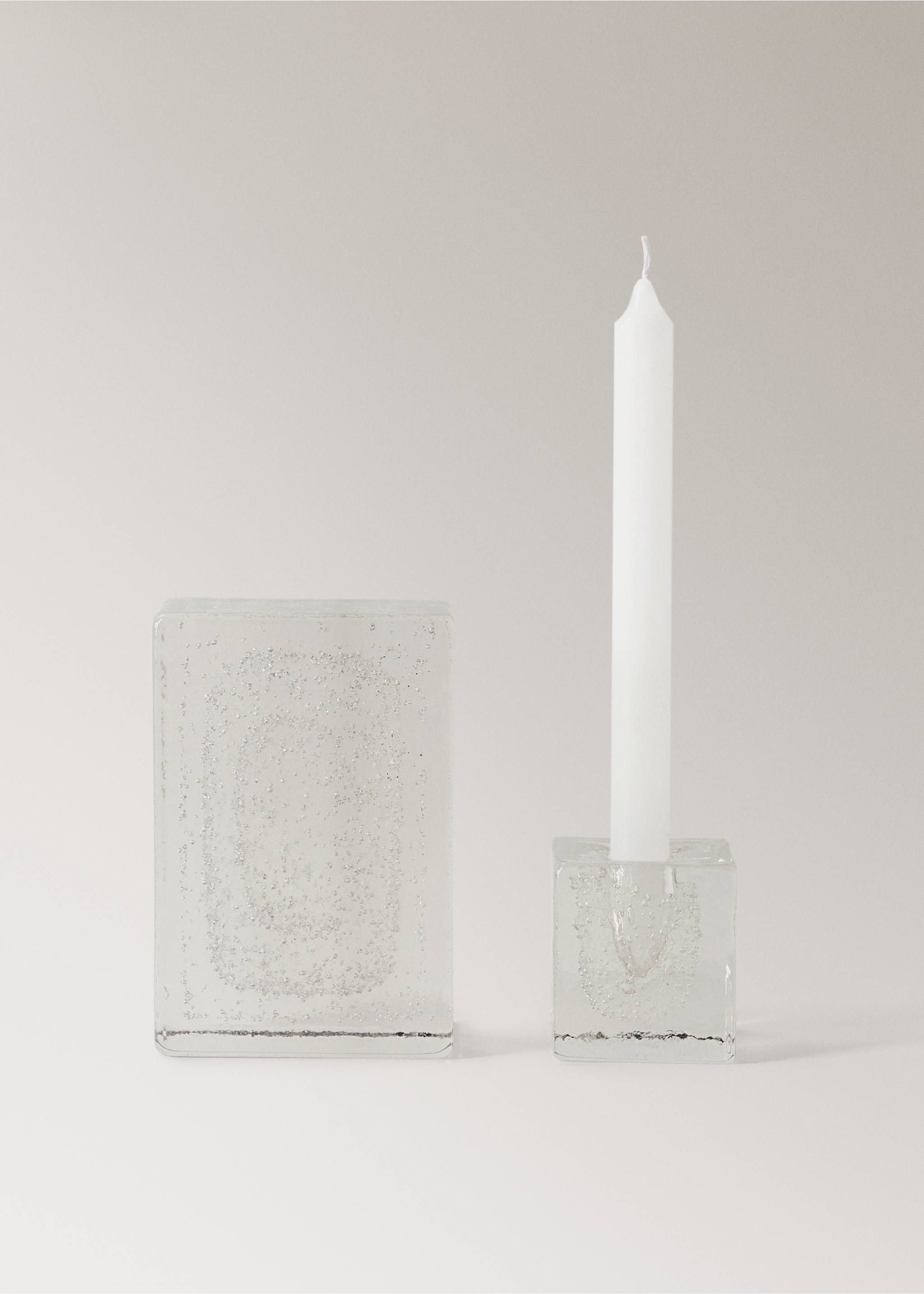 Bubble-glass low candelabra - Details of the article 3, Ice Grey. Ref: 17071554-00.