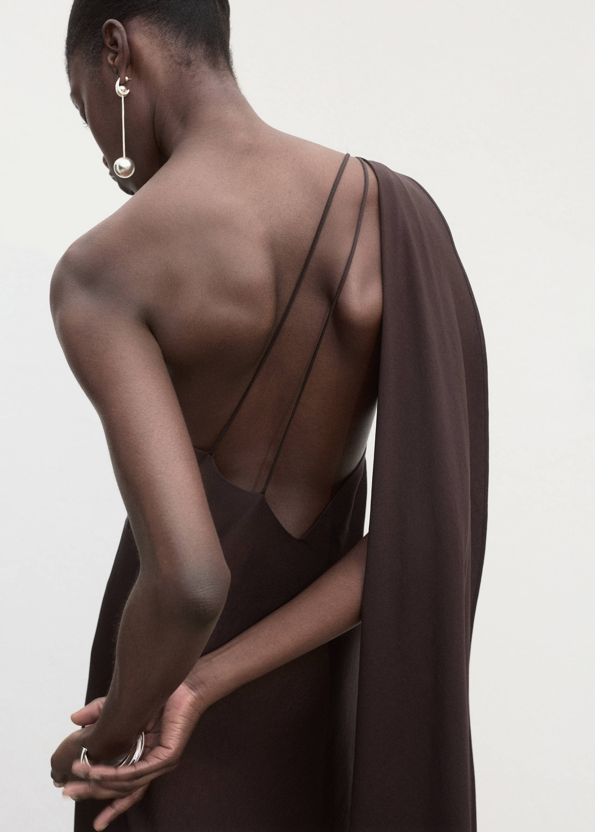 mango asymmetrical satin dress MANGO - Asymmetrical Satin Lace Dress Chocolate
