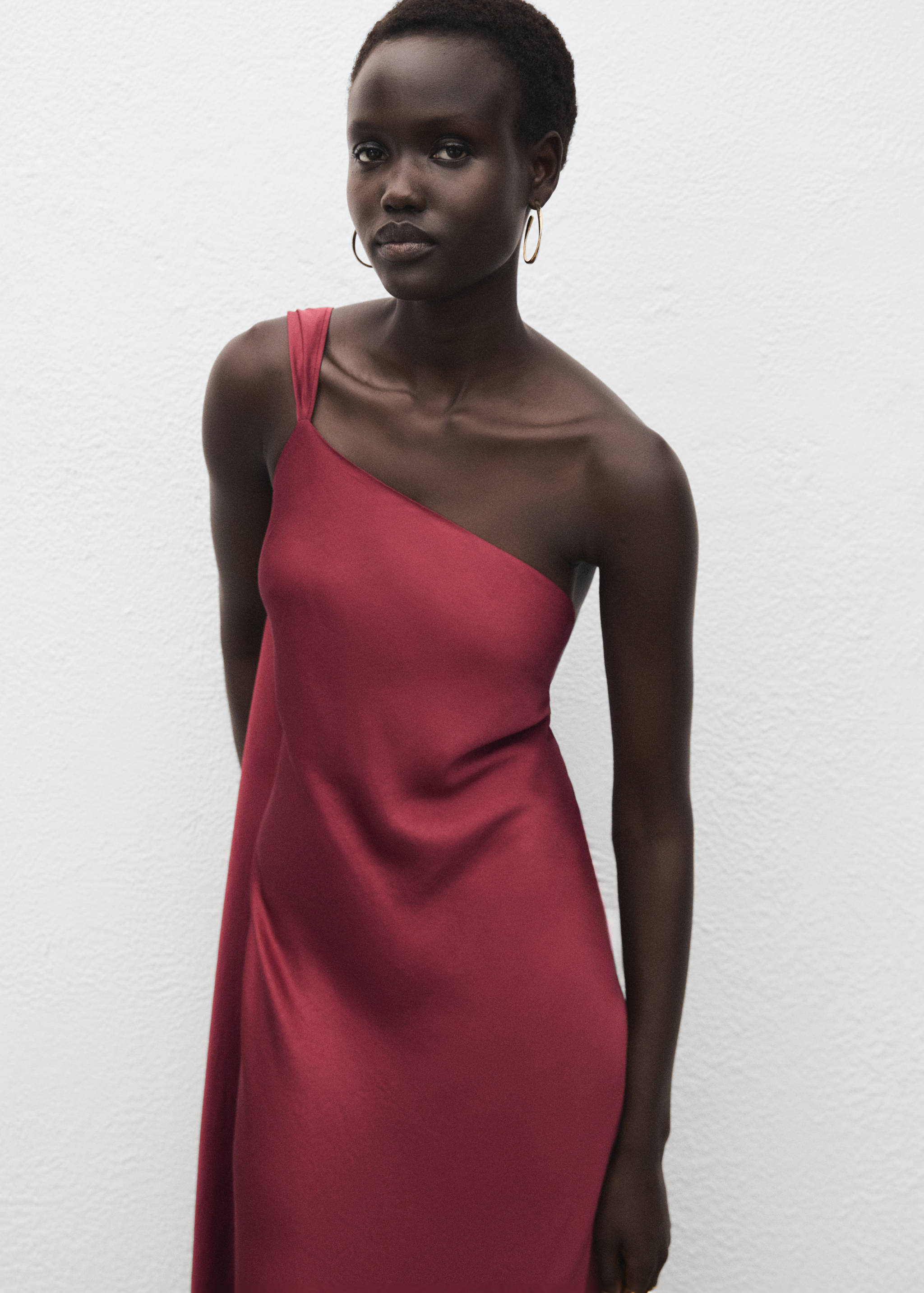 Asymmetrical satin dress - Medium plane