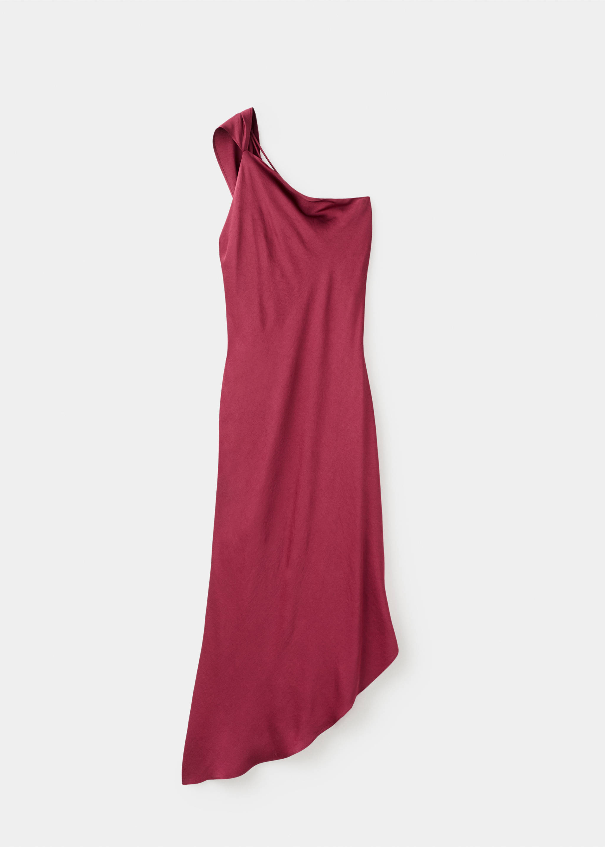 Asymmetrical satin dress - Article without model, Wine. Ref: 17071555-00.