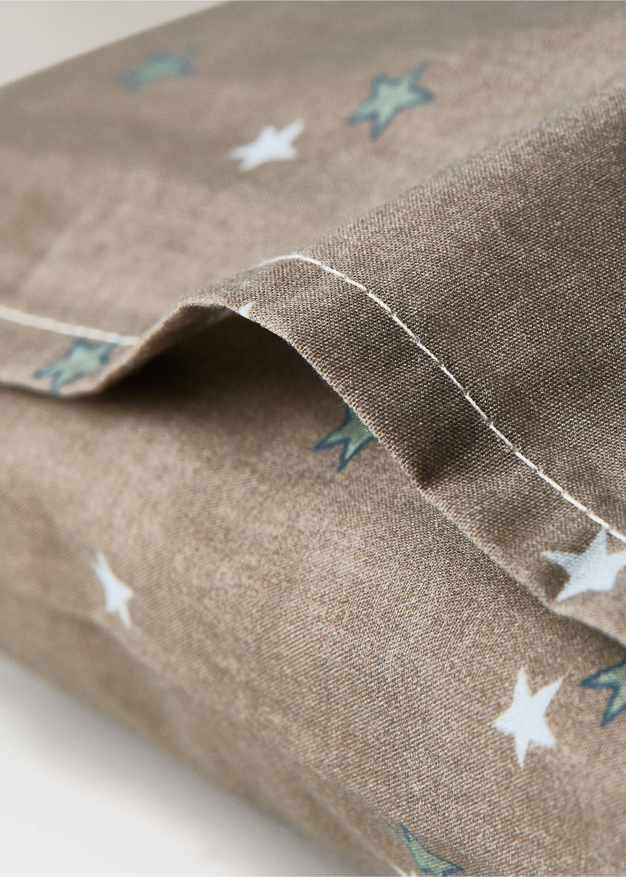 Percale cotton star-print pillowcase 30x50 cm - Details of the article 1, Blue. Ref: 17071561-00.