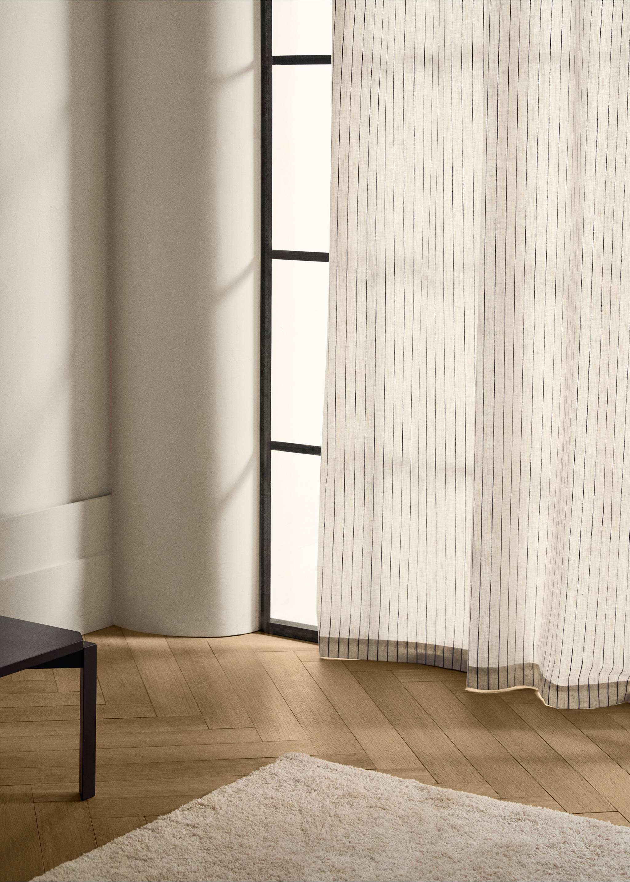 Multi-striped cotton linen curtain - General plane, Sand. Ref: 17072030-00.