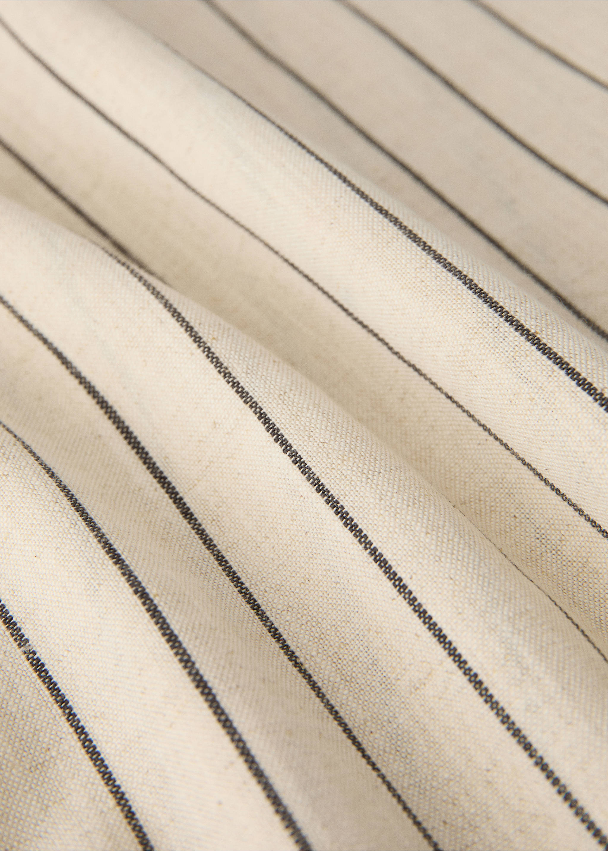 Multi-striped cotton linen curtain - Details of the article 1, Sand. Ref: 17072030-00.
