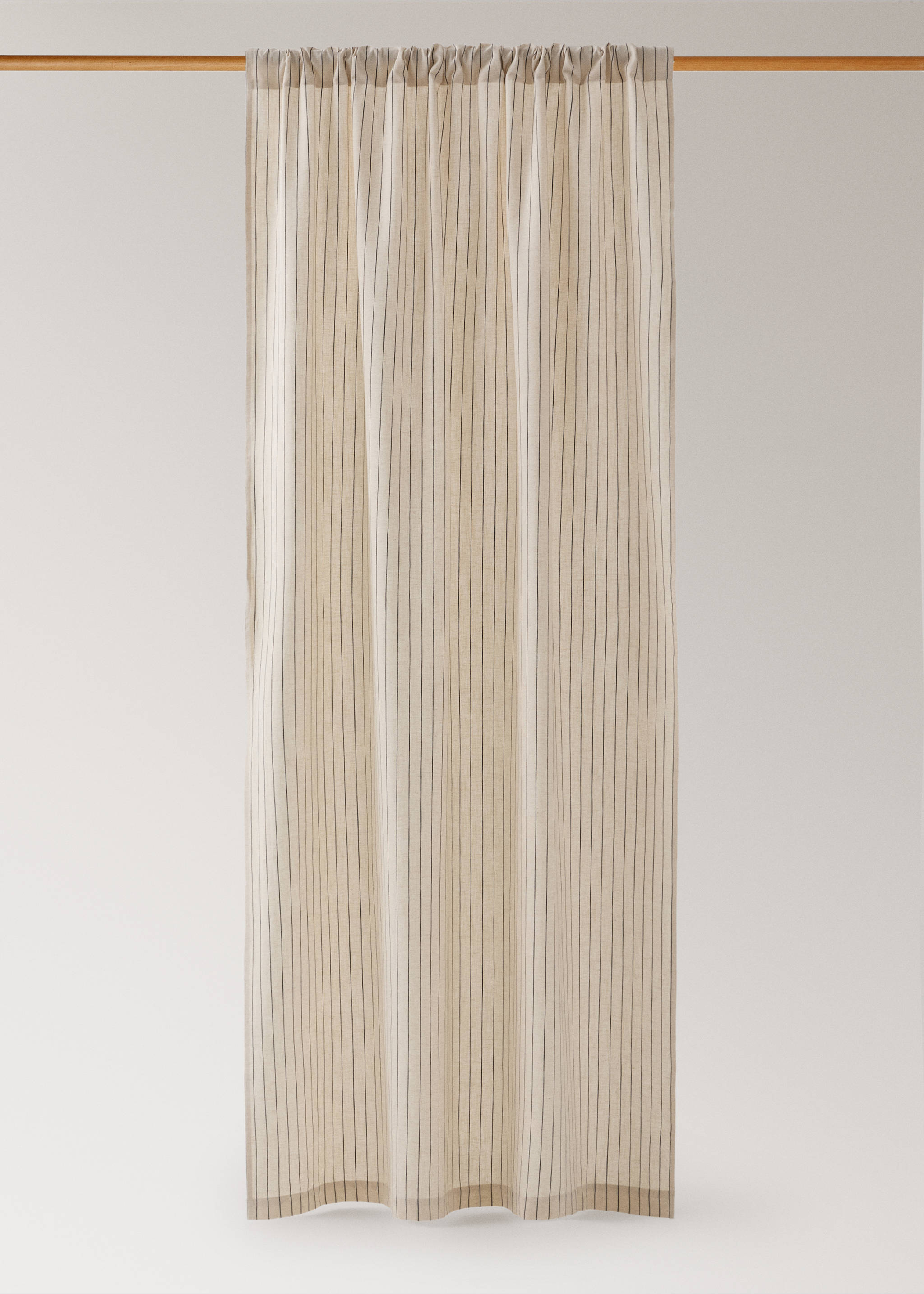 Multi-striped cotton linen curtain - Article without model, Sand. Ref: 17072030-00.