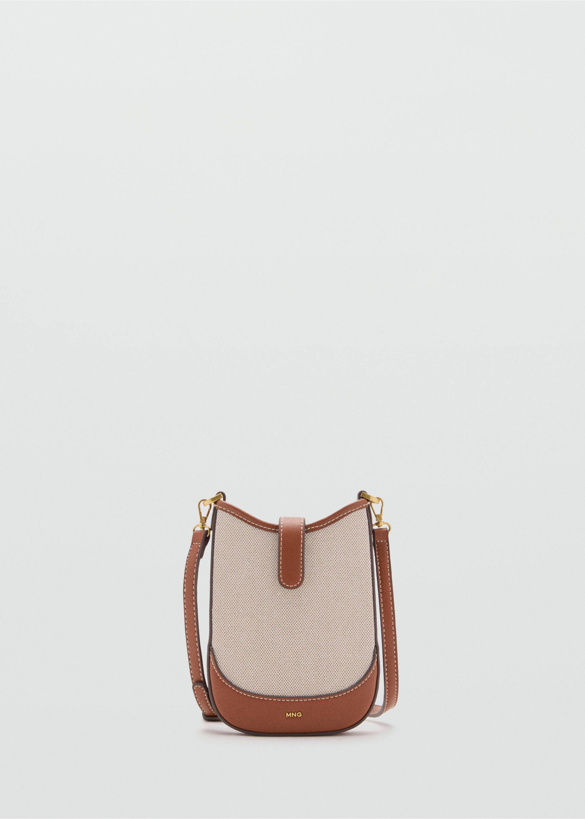 Handytasche mit Schultergurt aus Canvas - Artikel ohne Model, Mittelbraun. Ref: 17072031-00.