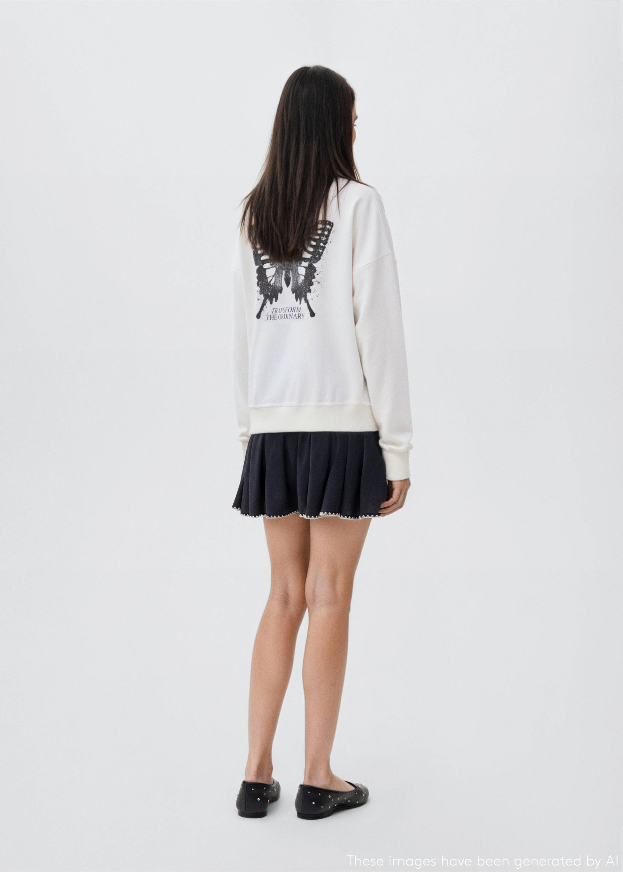 Butterfly-print sweatshirt - Reverse of the article, Off White. Ref: 17072534-00.