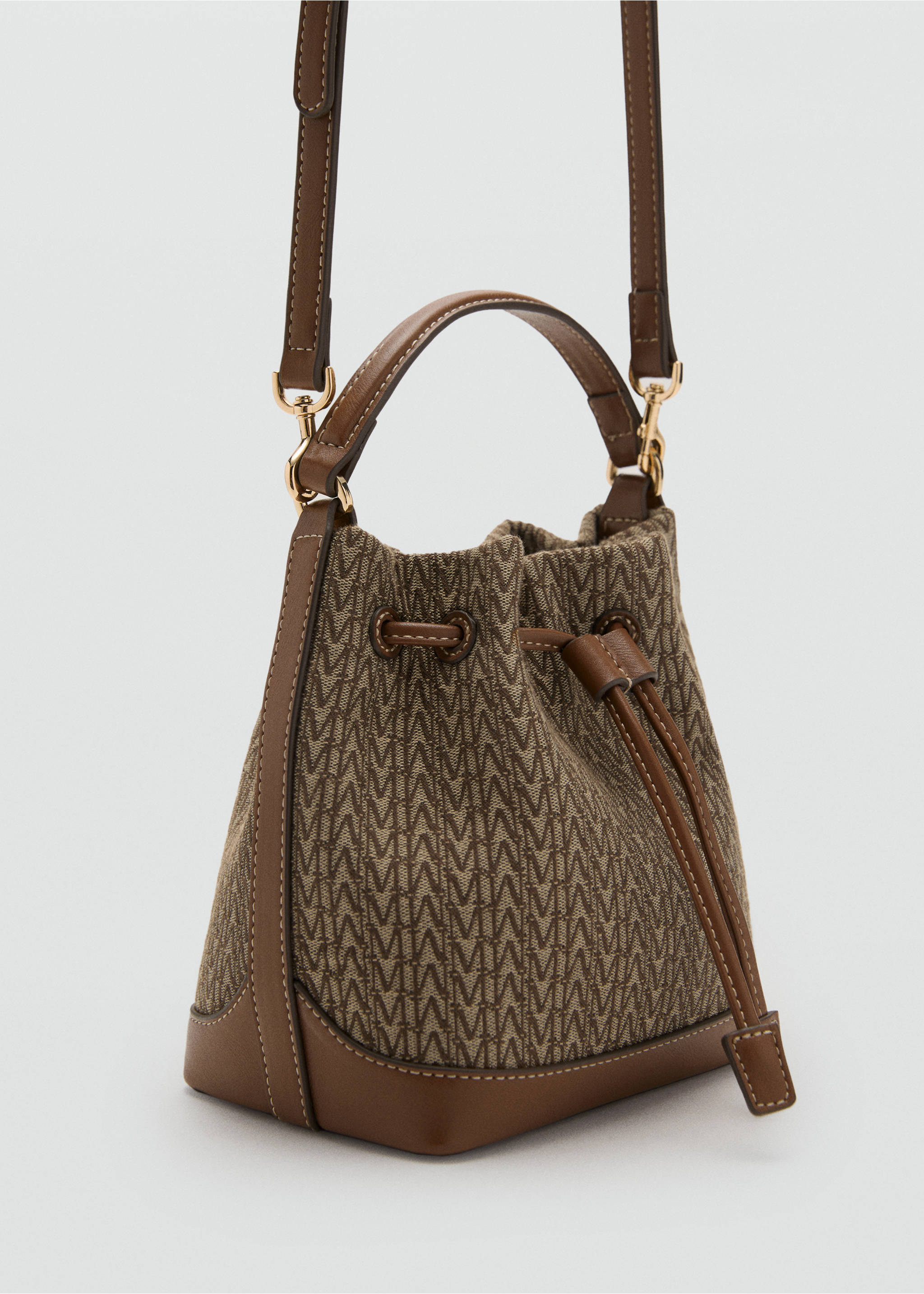 Jacquard bucket bag with logo - Medium plane, Chocolate. Ref: 17072538-00.