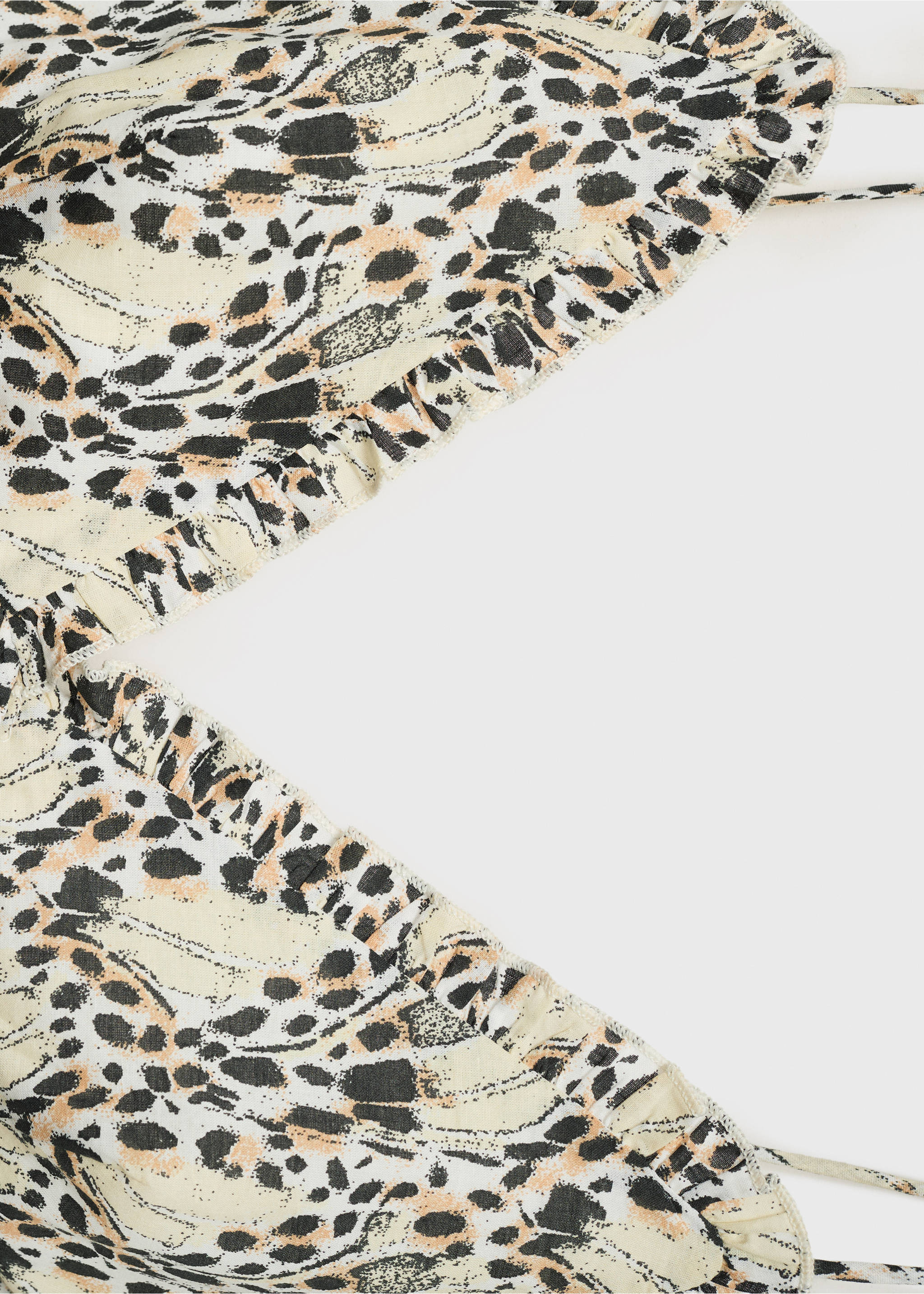 Printed ruched dress - Details of the article 0, Ecru. Ref: 17072539-00.