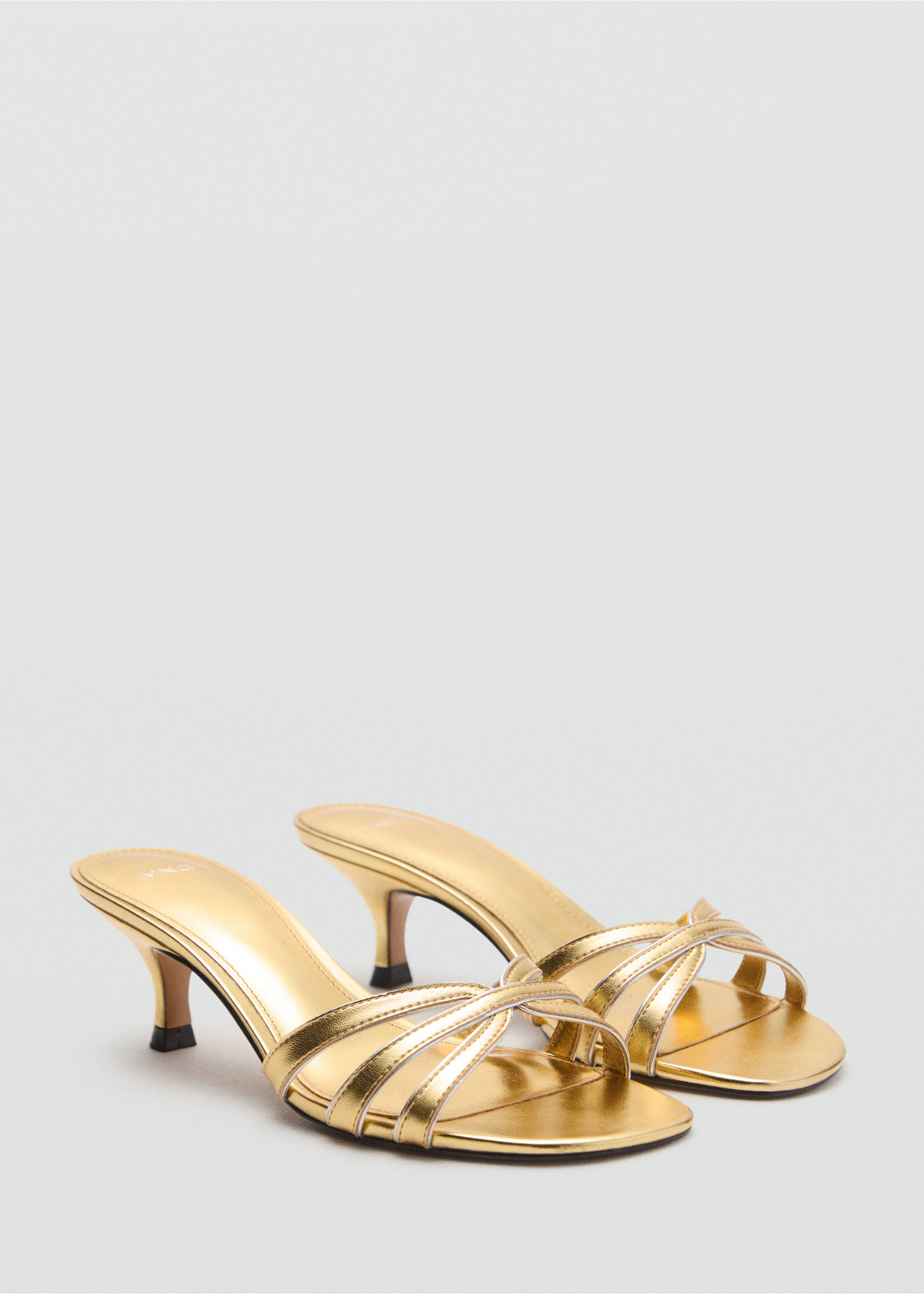Kitten heel sandals with straps - Medium plane, Gold. Ref: 17072546-00.